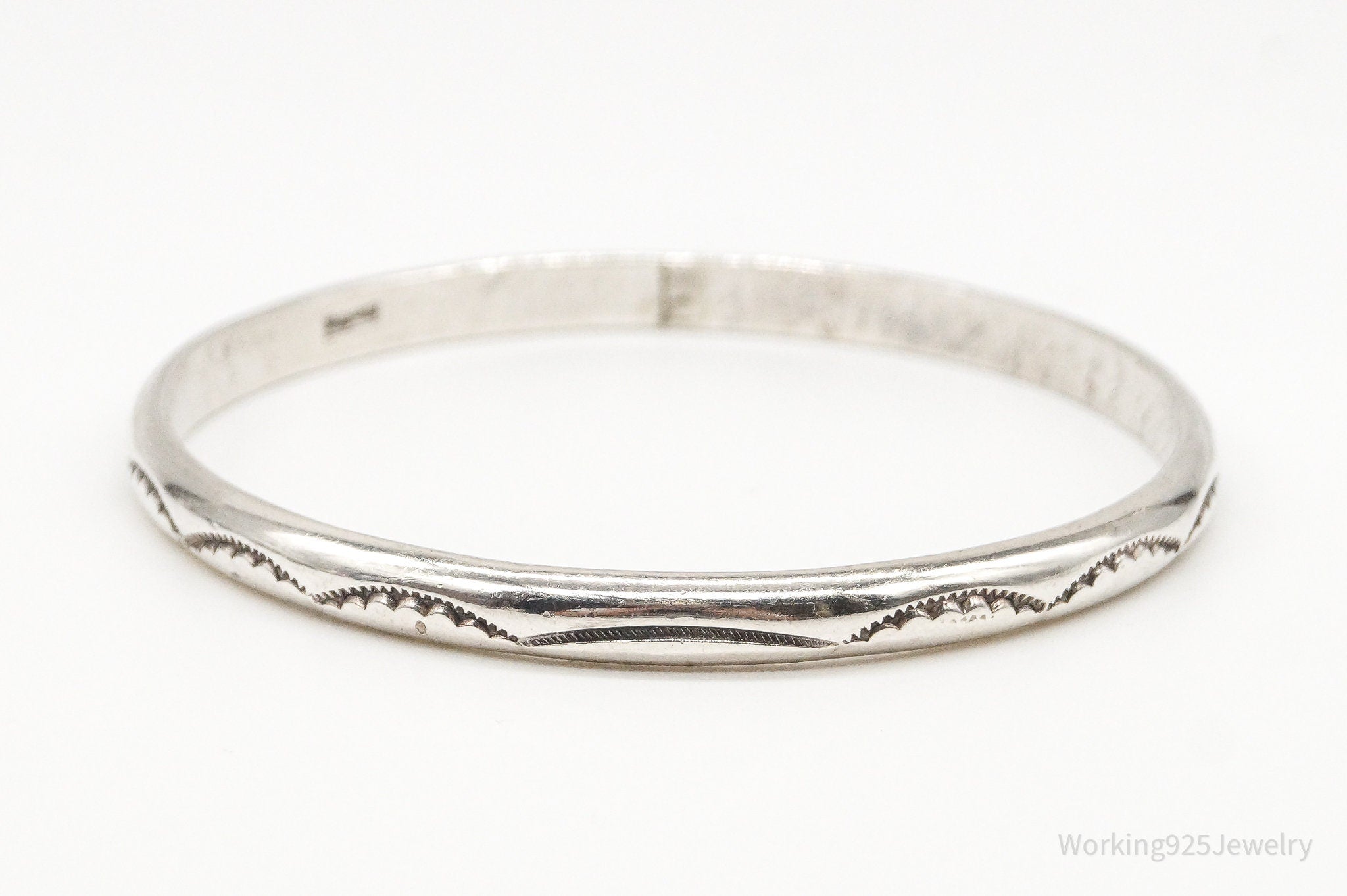 Vintage Native American Sterling Silver Bangle Bracelet