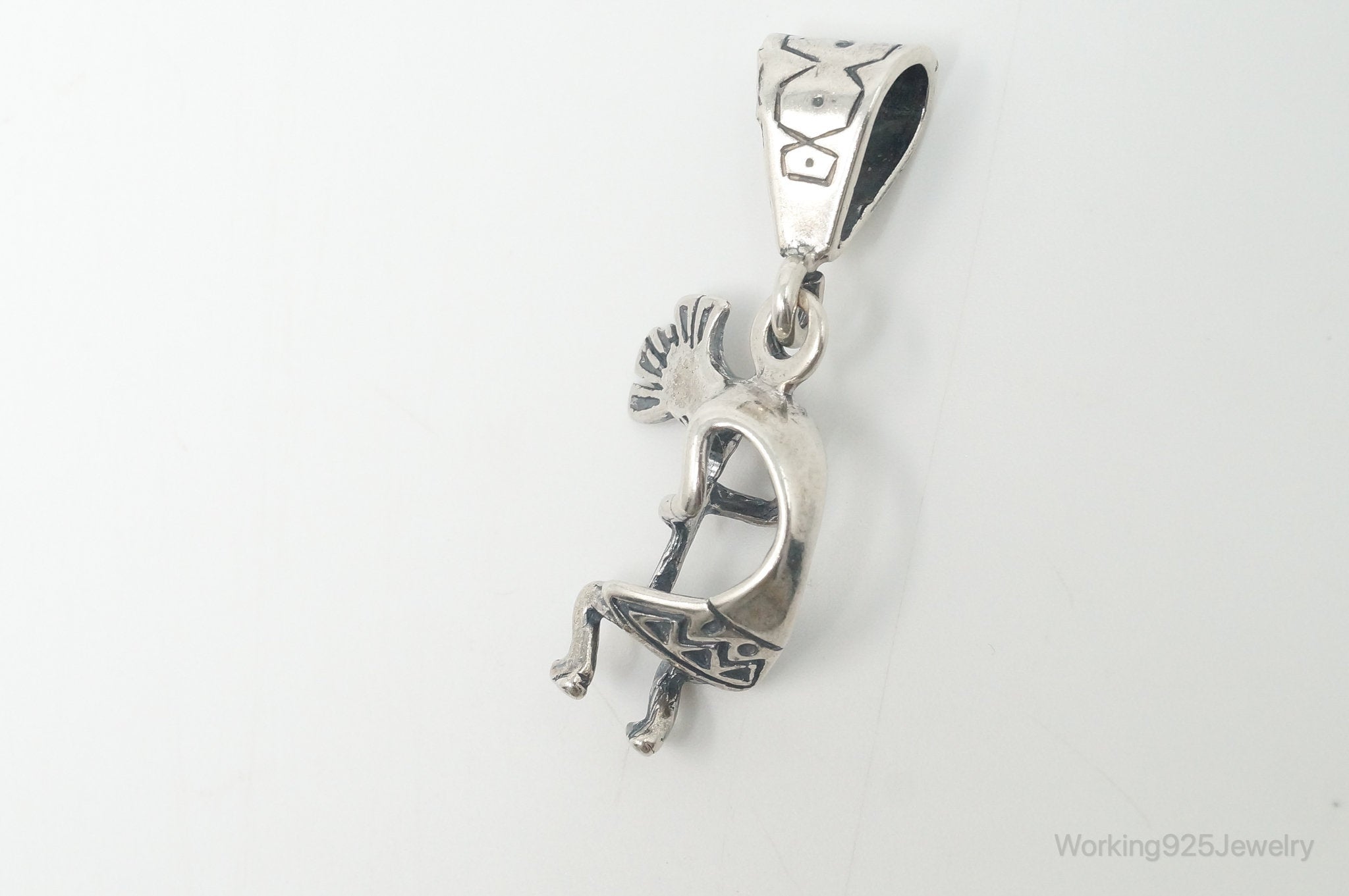 Vintage Native American Dancing Kokopelli Sterling Silver Pendant