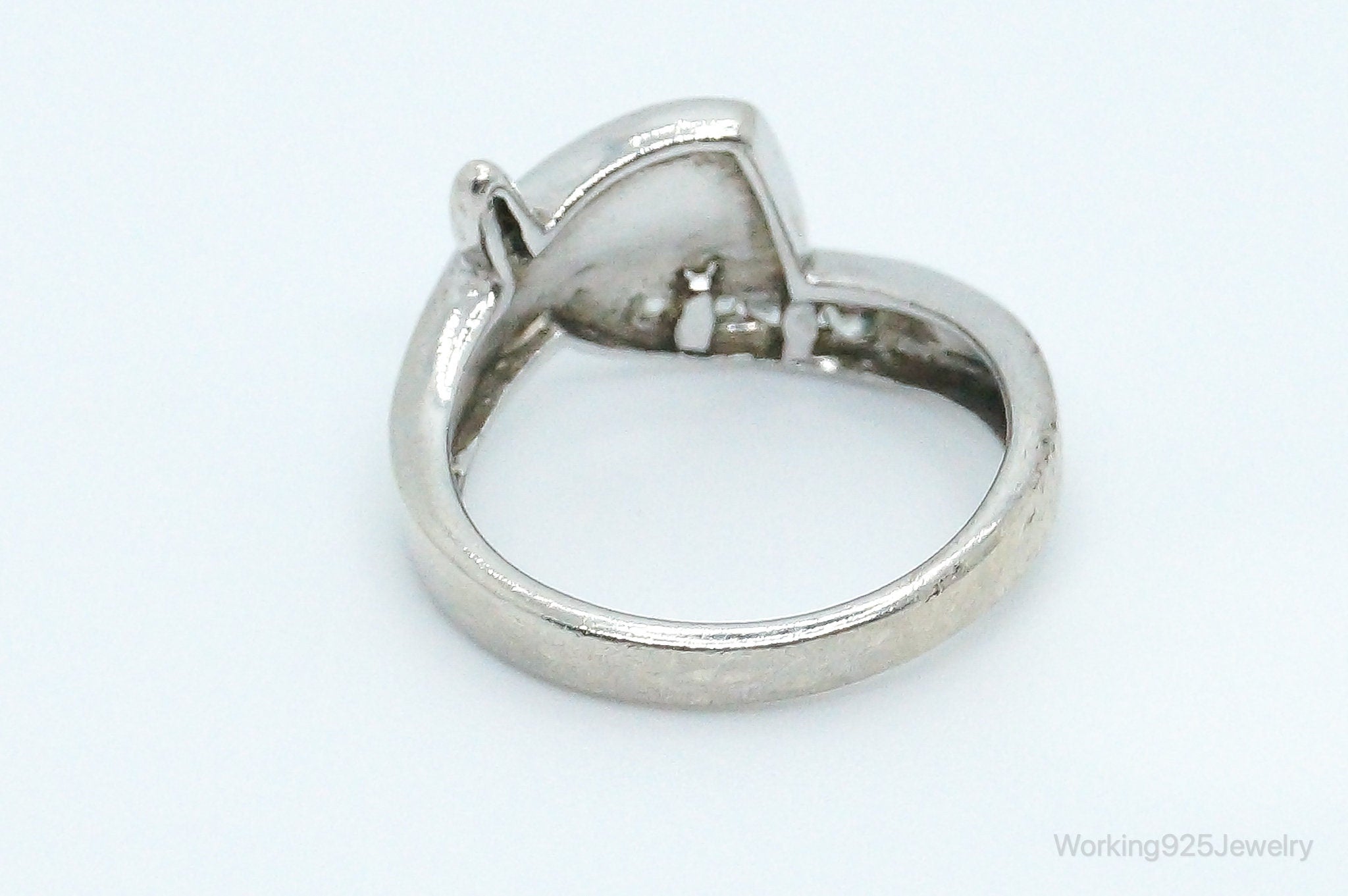 Designer AK Cubic Zirconia Opal Sterling Silver Ring - Size 7