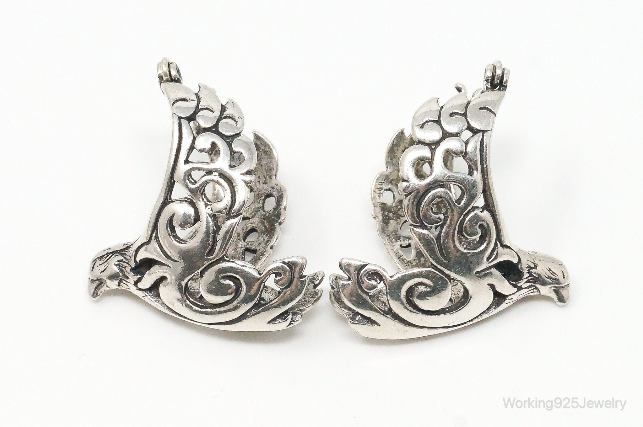 Vintage Native American Shube's Manufacturing Inc Sterling Silver Bird Earrings