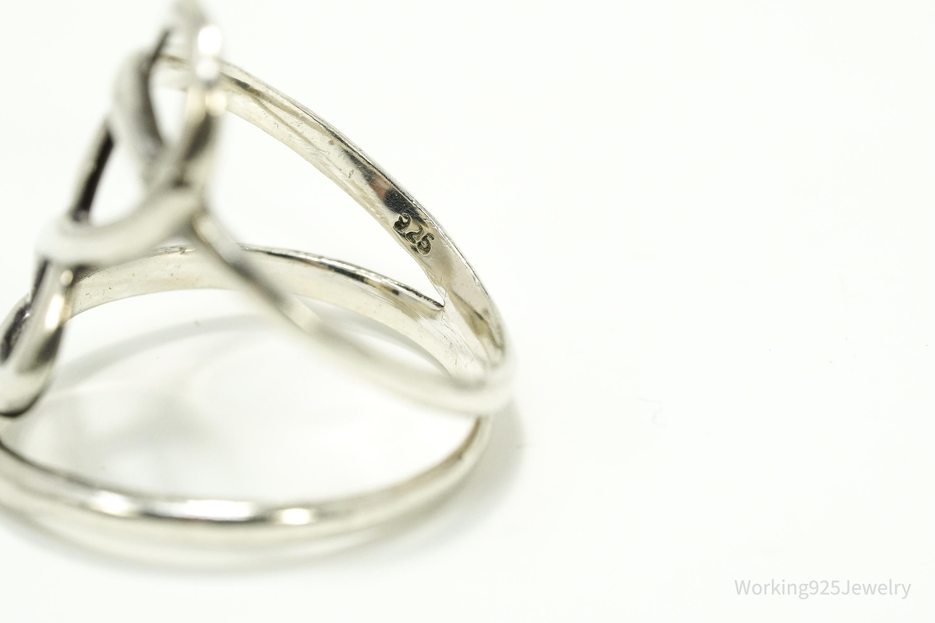 Vintage Knot Design Sterling Silver Ring - Size 8.25