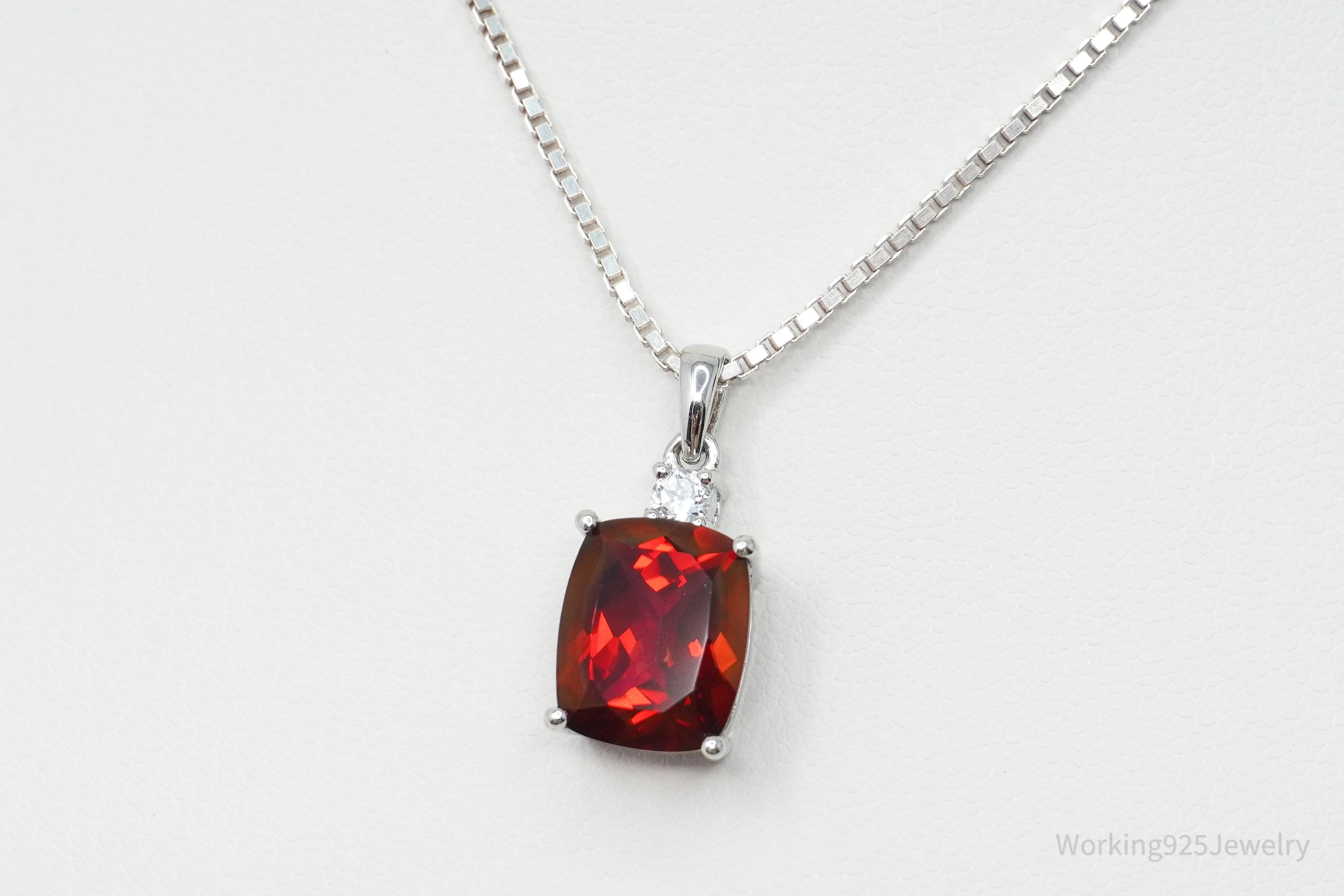 JTV's TGGC Created Ruby & White Topaz Sterling Silver Necklace 15"