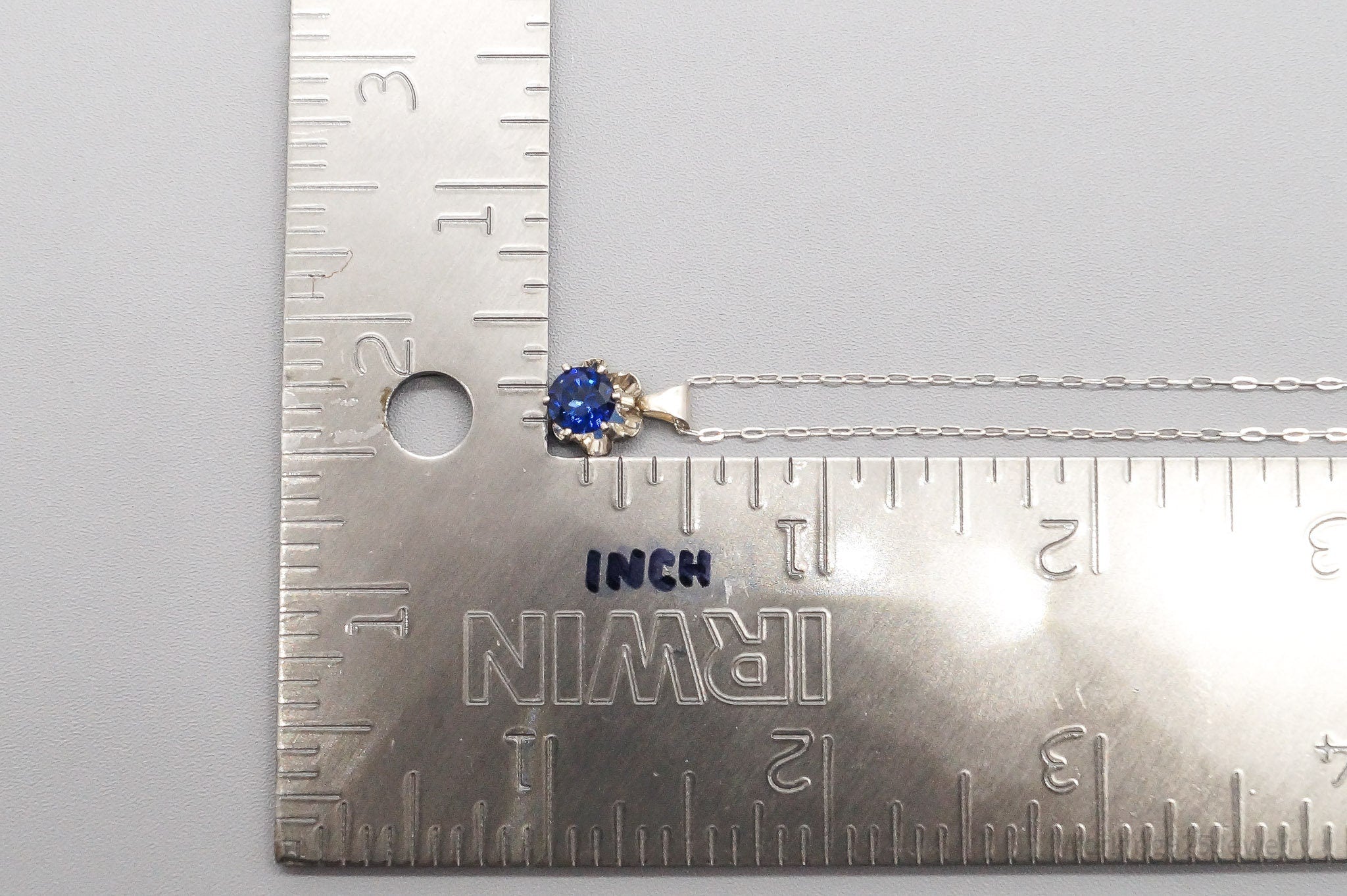 Vintage Blue Diamonique Cubic Zirconia Sterling Silver Necklace 17"