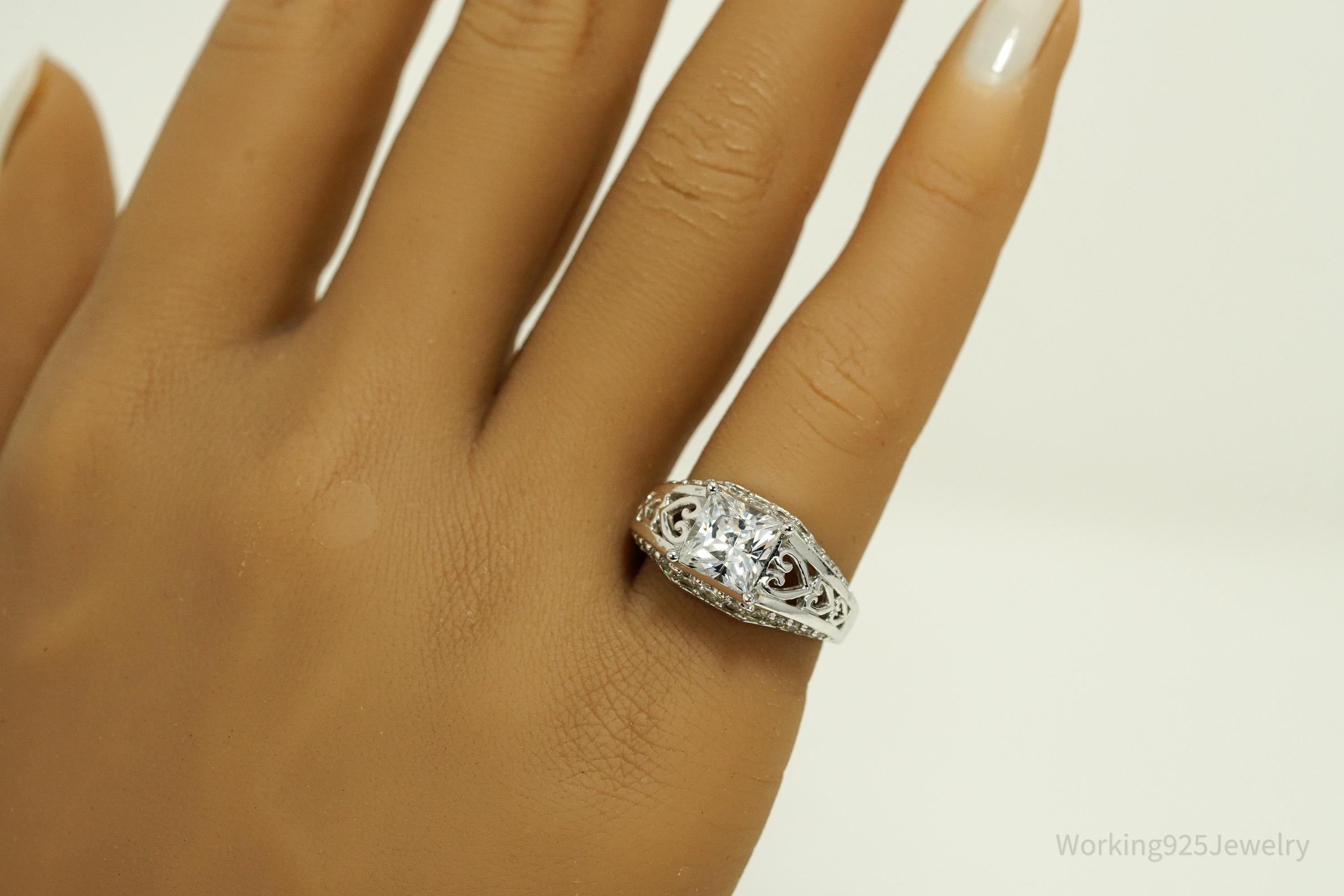 Vintage Diamonique Cubic Zirconia Sterling Silver Ring Size 6.25