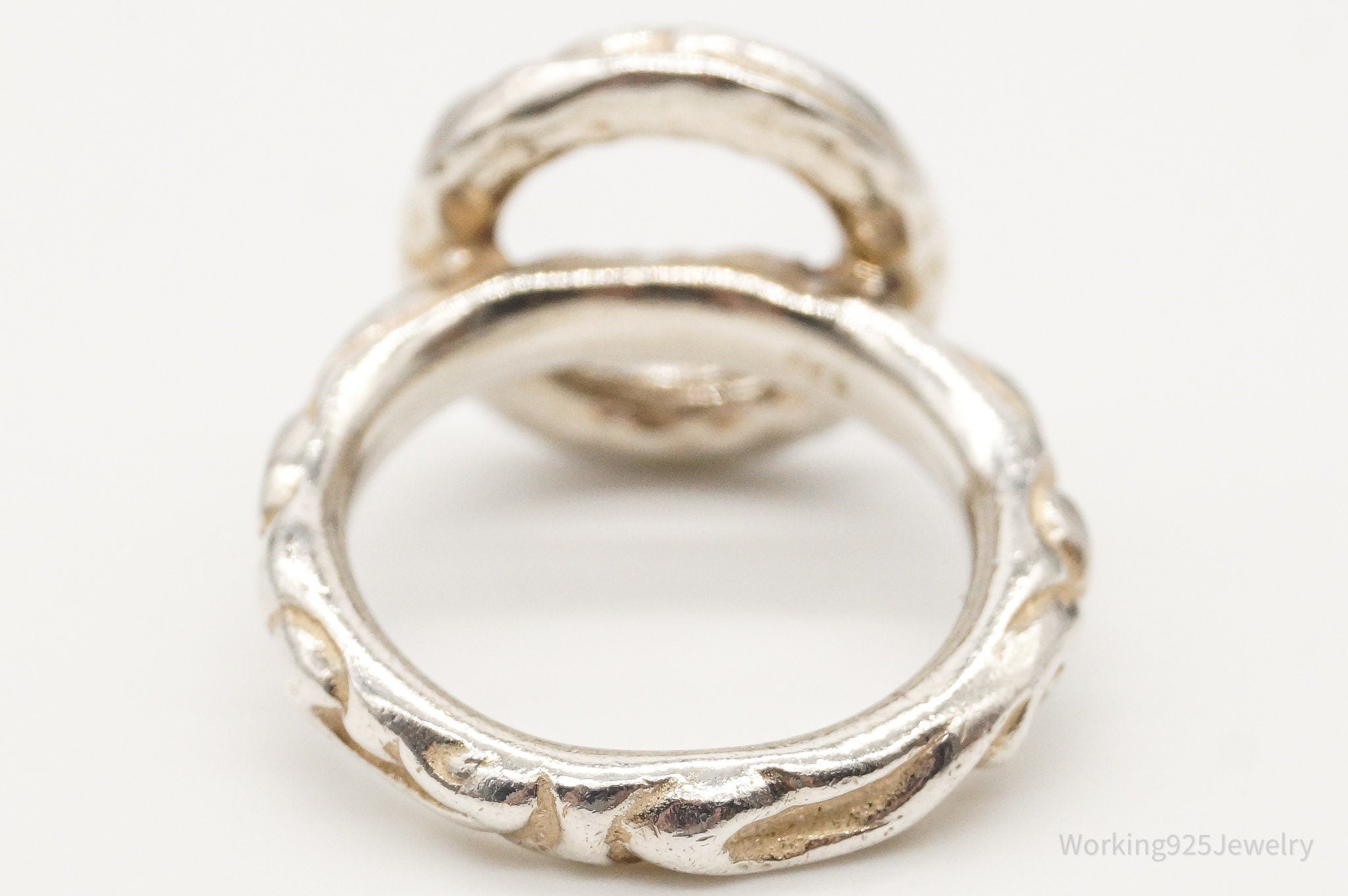 Vintage Art Deco Puffy Style Sterling Silver Ring - Size 6.75