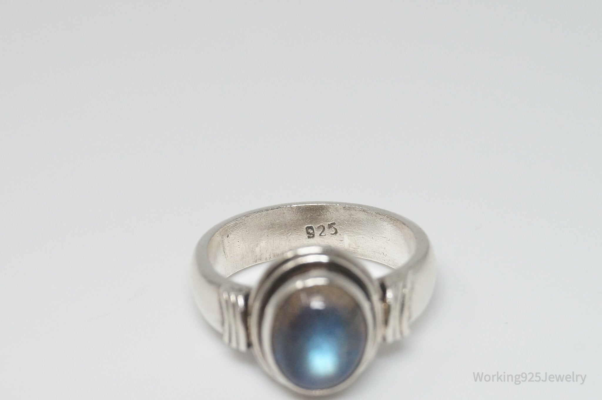 Vintage Natural Labradorite Sterling Silver Ring - Sz 8.75