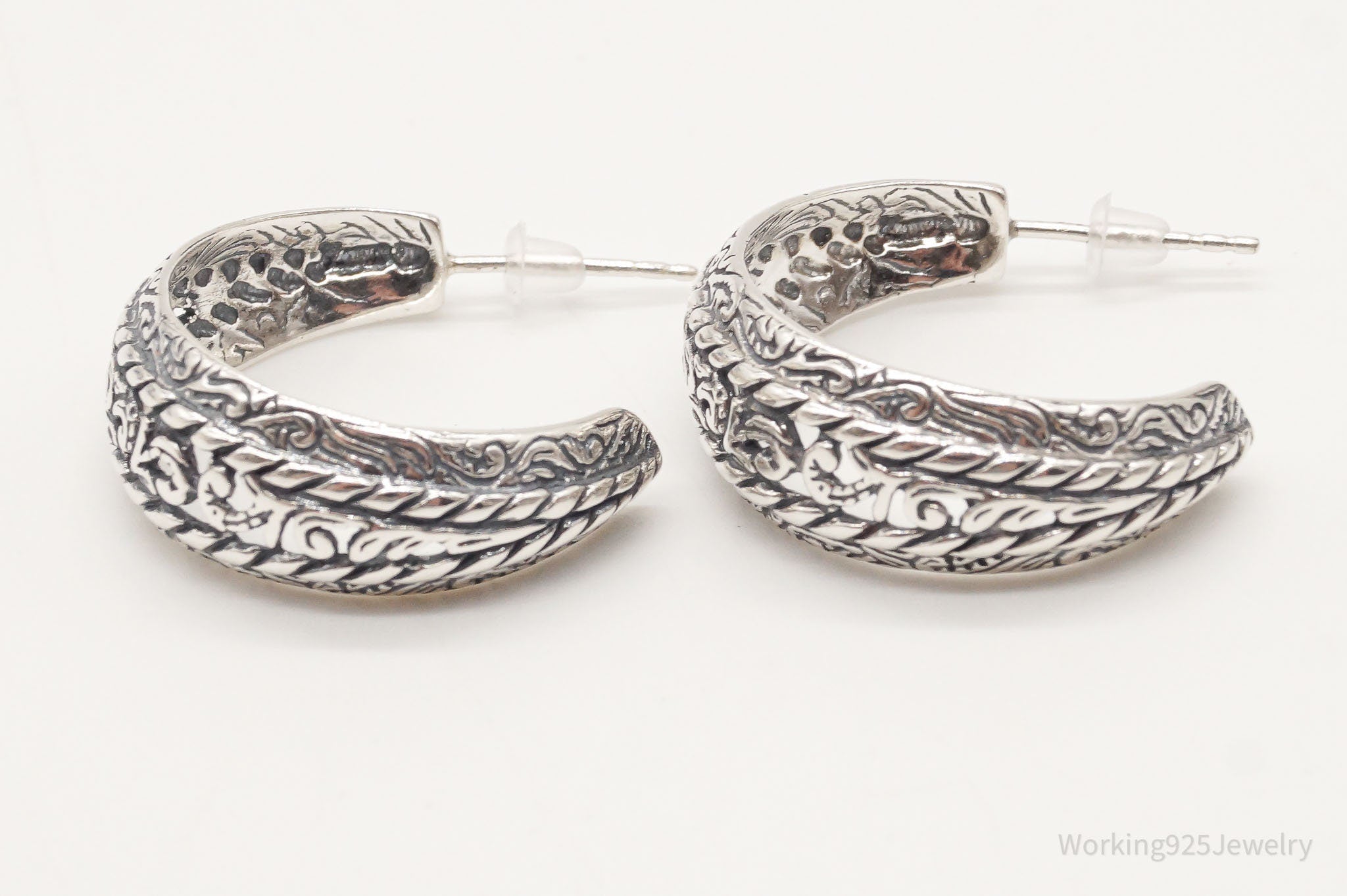 Western Designer Carolyn Pollack Sterling Silver Hoop Earrings