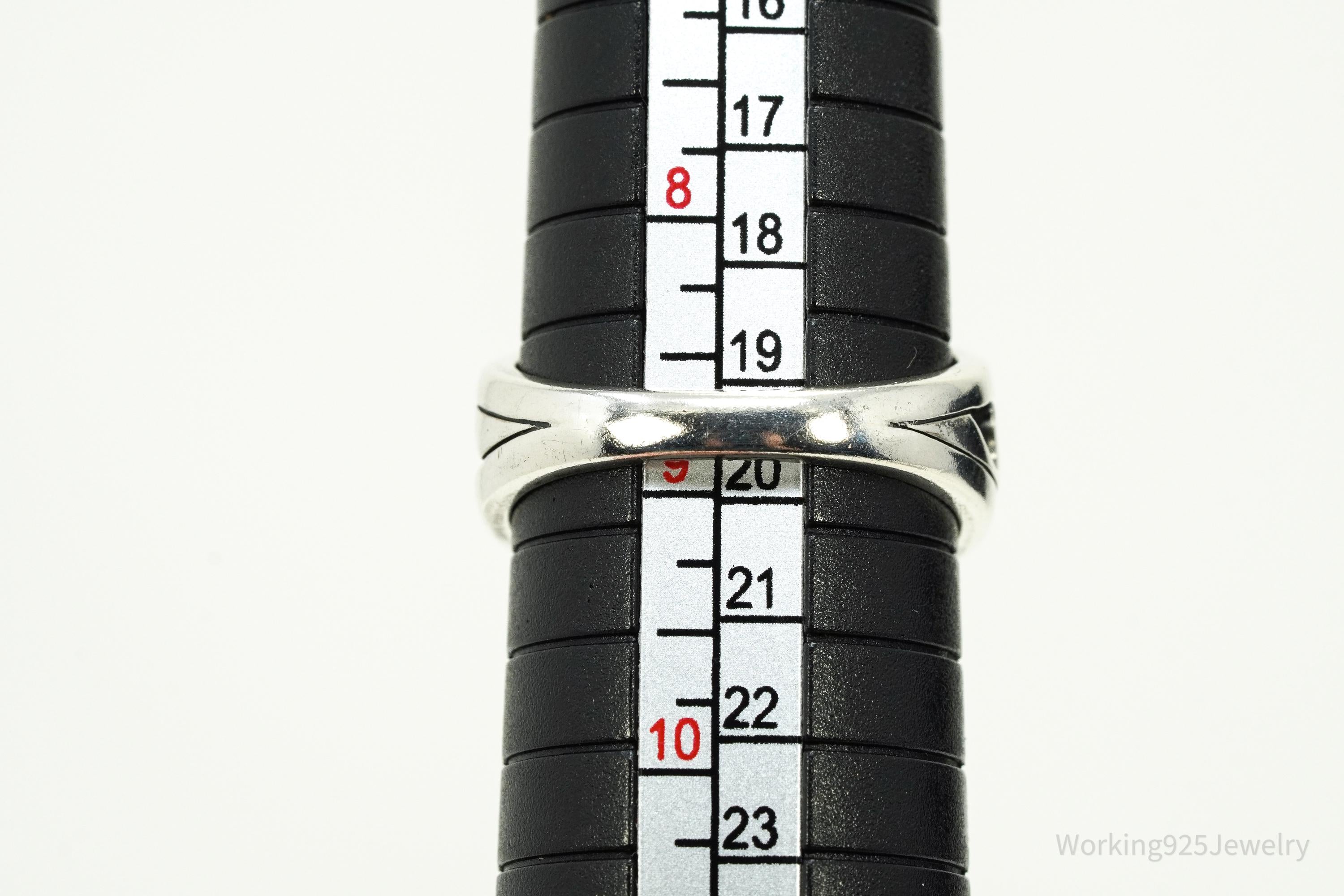 Vintage Wave Swirls Sterling Silver Ring - Size 8.75