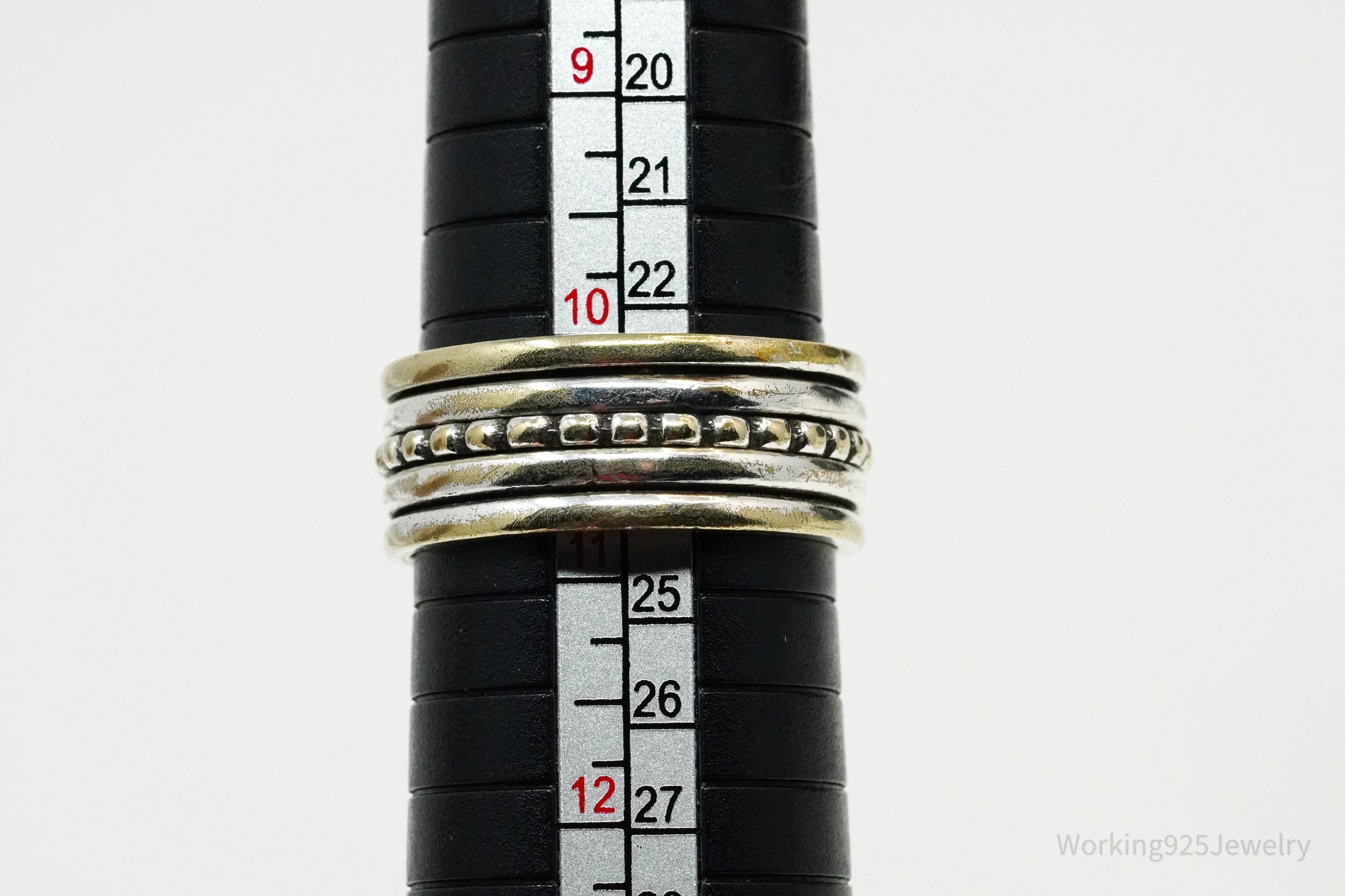 Vintage Opal Gold Wash & Sterling Silver Spinner Band Ring- Size 10.75