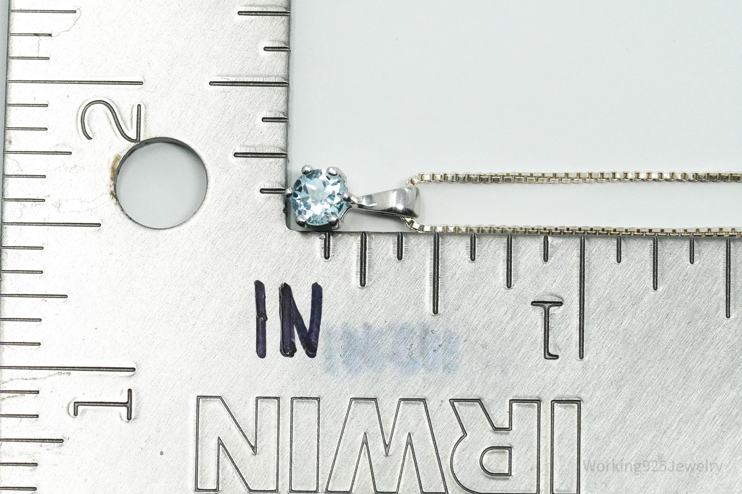 Vintage RJ Blue Topaz Sterling Silver Necklace 18"