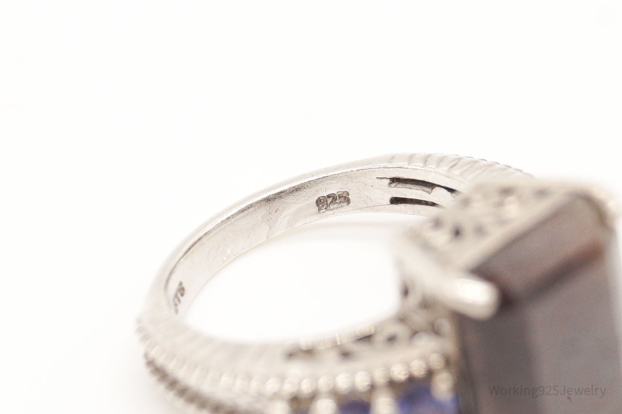 Vintage Dark Rutilated Quartz Iolite Sterling Silver Ring - Size 6.25