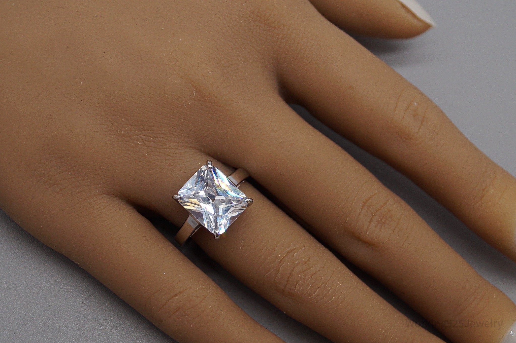 Vintage Designer FAS Large Cubic Zirconia Sterling Silver Ring - Size 7