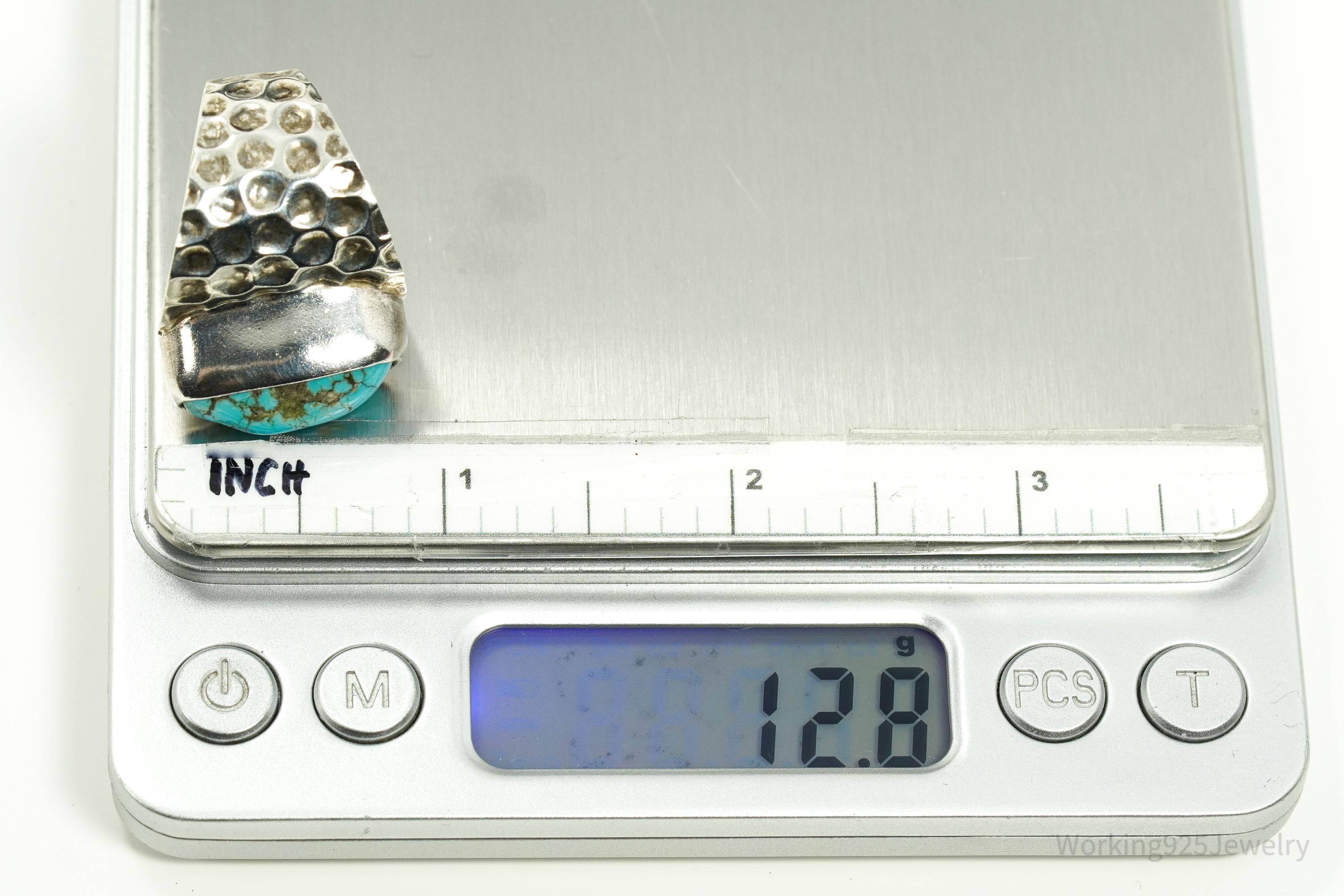 Vintage Designer Madeline Andree Turquoise Sterling Silver Ring - Size 10