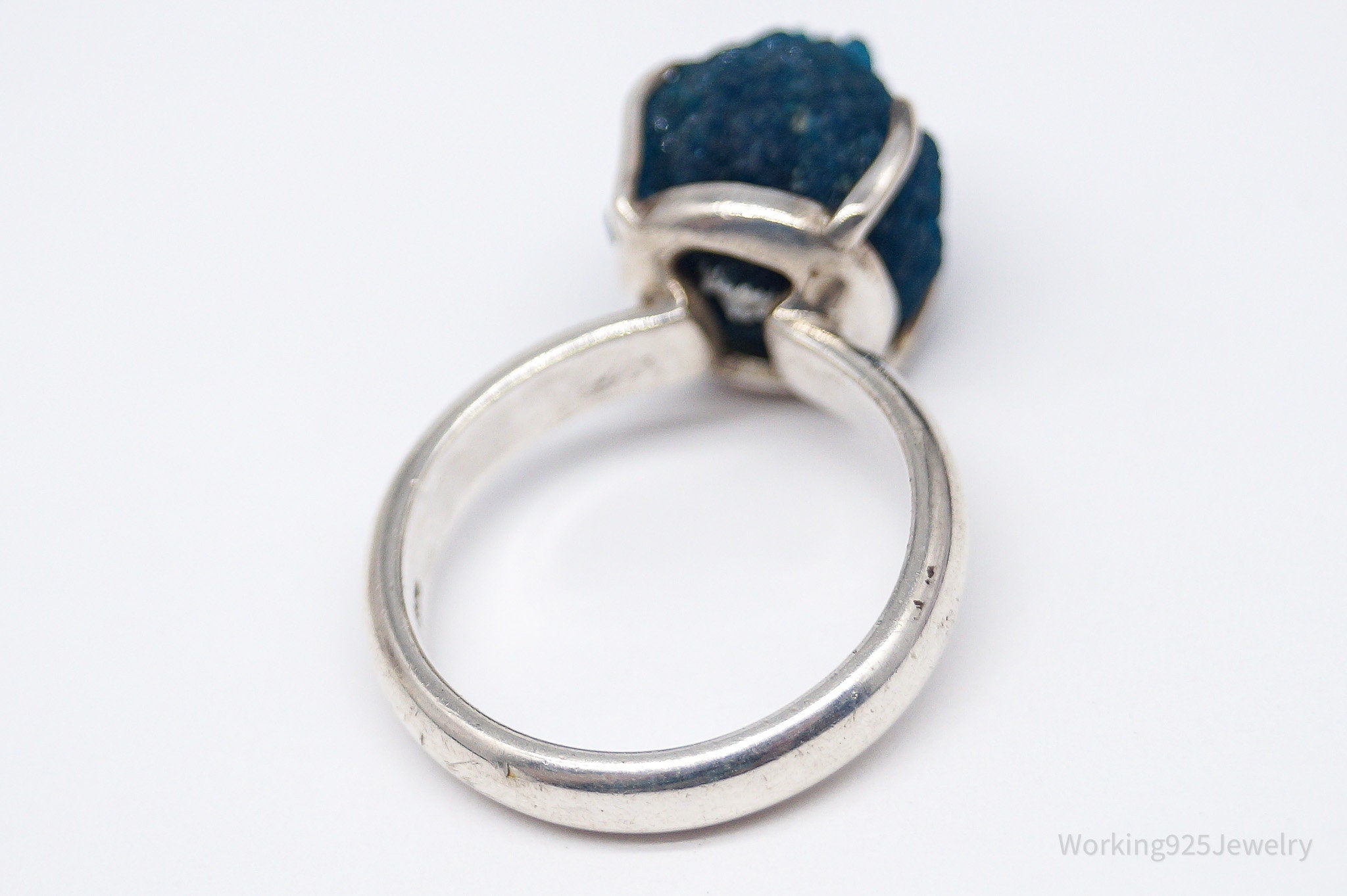 VTG Designer Koe Modernist Style Raw Cavansite Sterling Silver Ring - Size 7.75