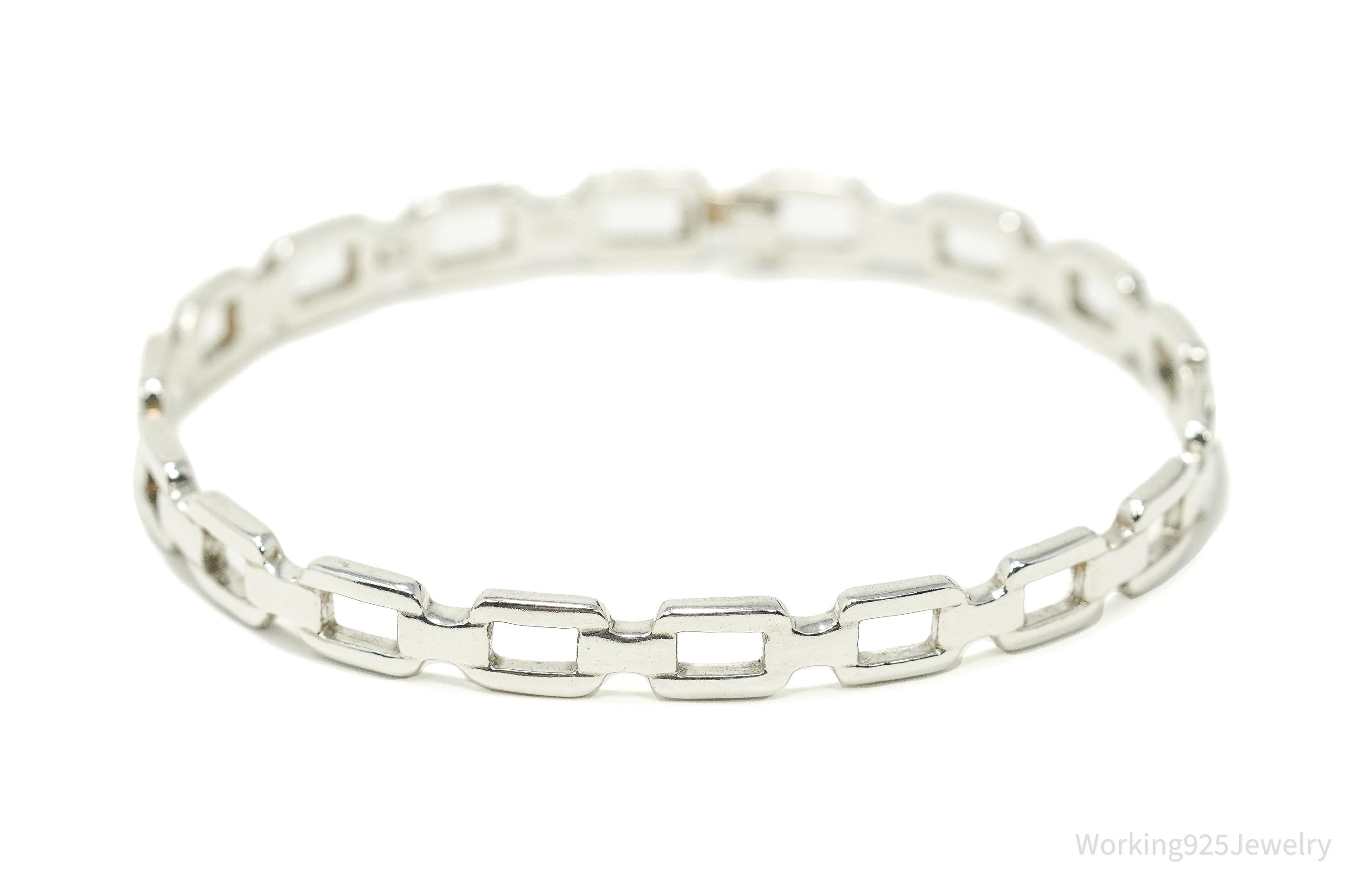 Vintage Chain Link Design Sterling Silver Bracelet - 7 5/16"