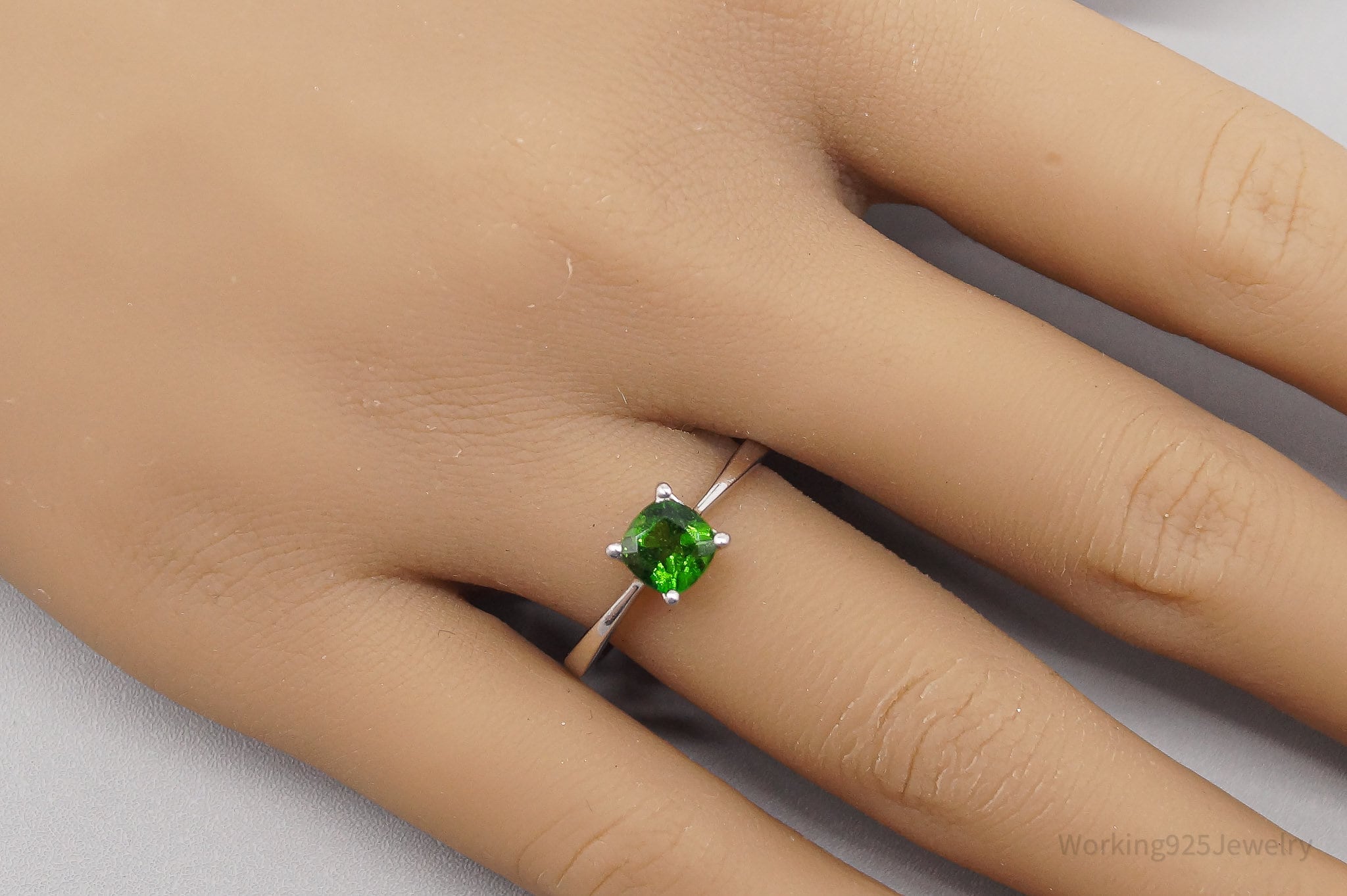 JTV TGGC Green Chrome Diopside Sterling Silver Ring - Size 8