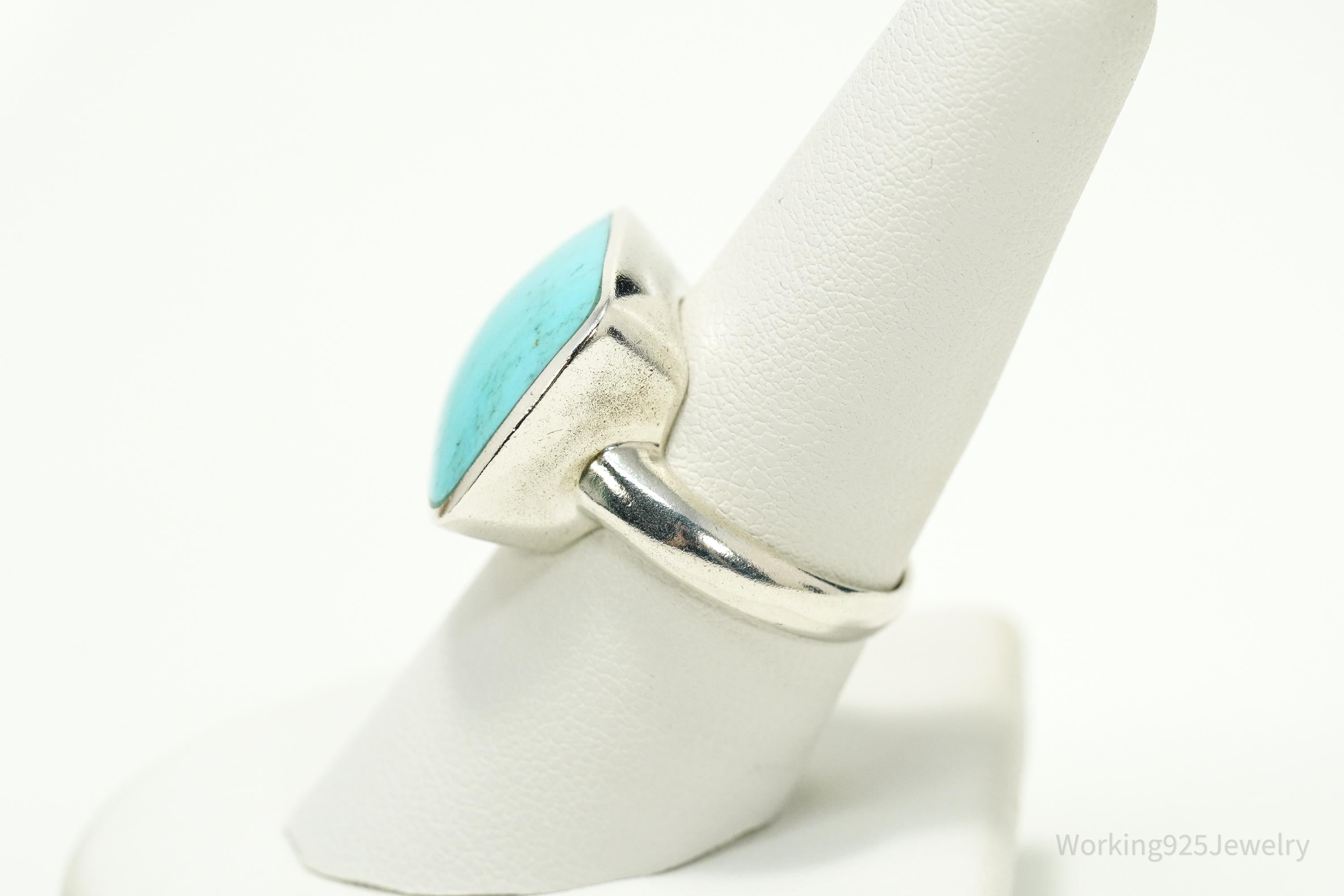 Vintage Designer SX Turquoise Sterling Silver Ring - Size 8