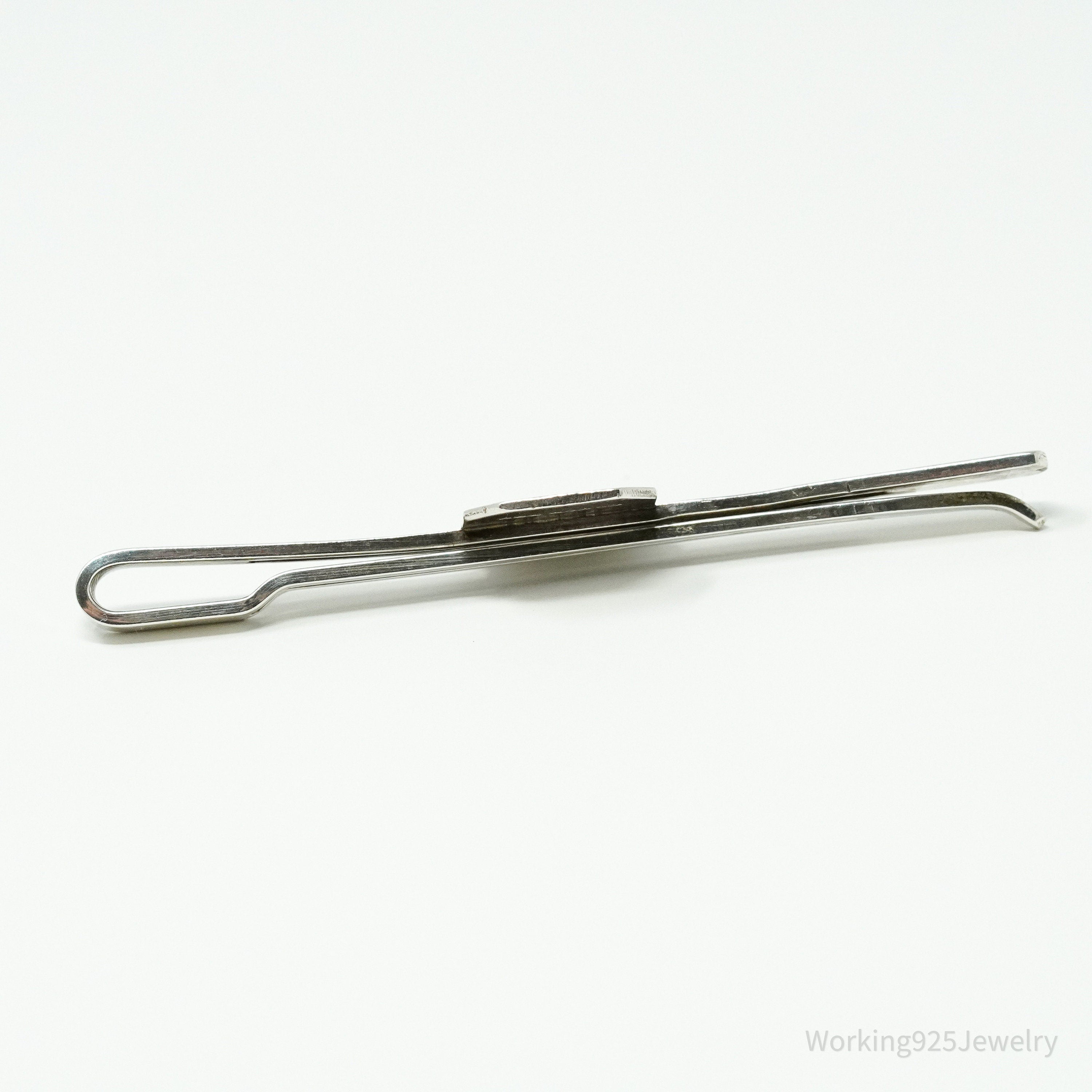 Vintage SIAM Thai Nakon Black Enamel Silver Tie Clip Or Barrette