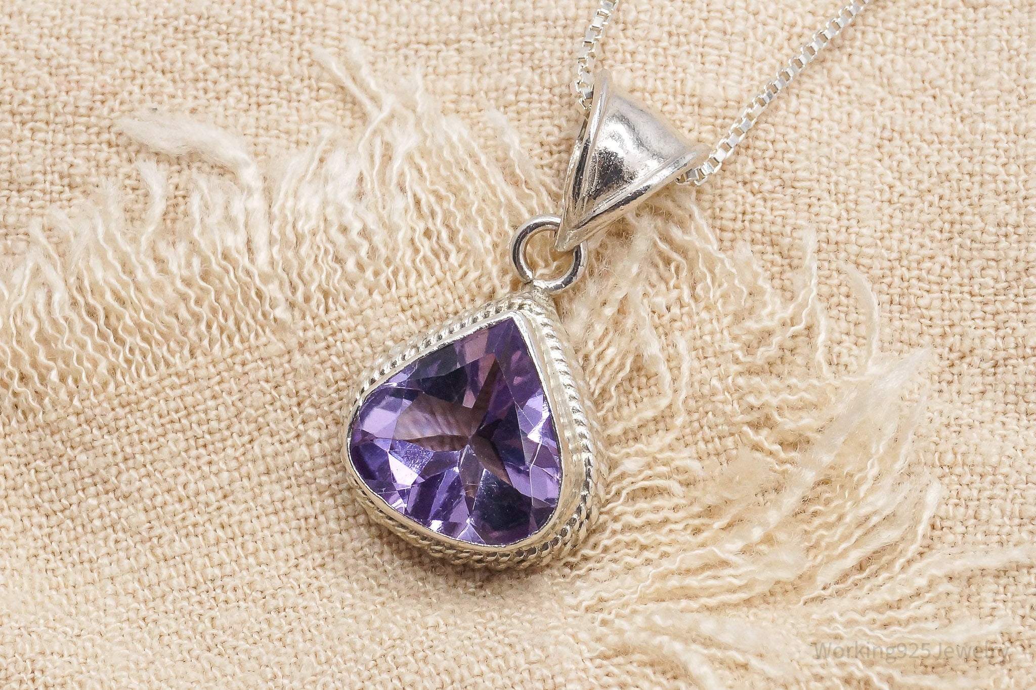 Vintage Amethyst Sterling Silver Necklace 18"