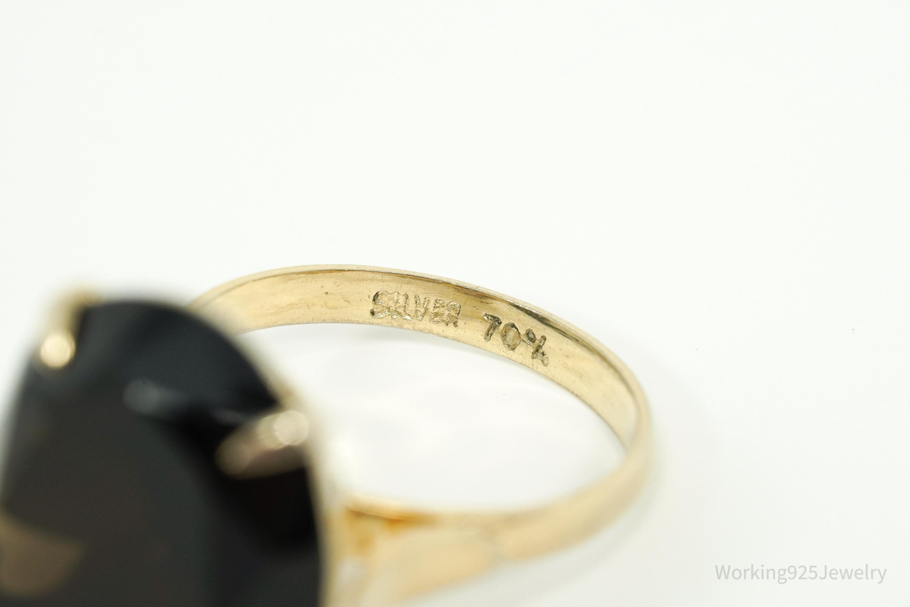 Antique Large Smoky Topaz Gold & Silver Ring - Size 7