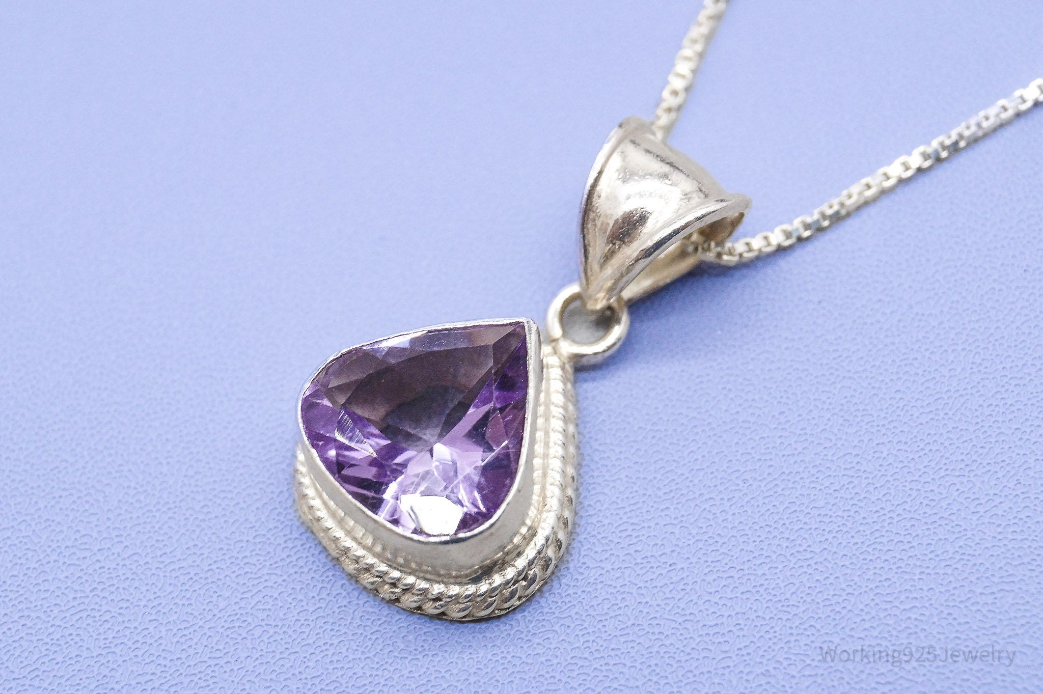 Vintage Amethyst Sterling Silver Necklace 18"