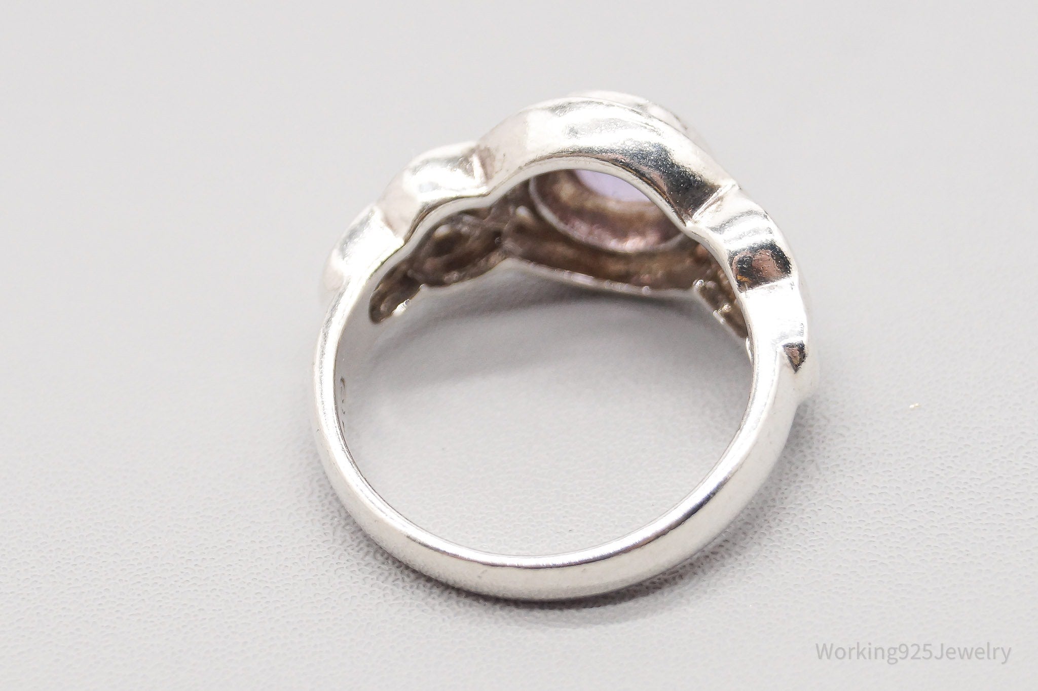 Vintage Amethyst Celtic Knots Sterling Silver Ring - Size 5.5