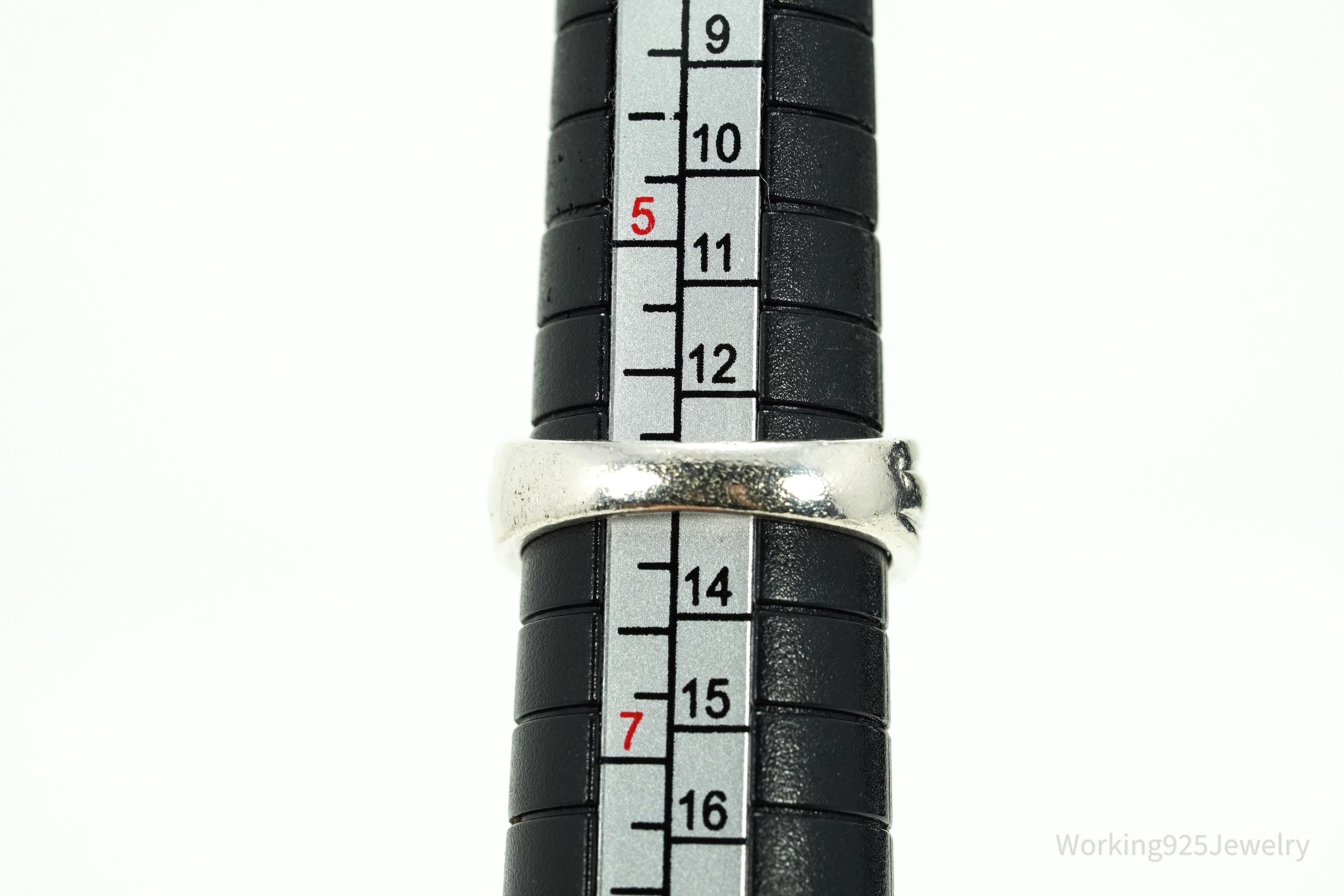 Vintage Emerald & White Sapphire Sterling Silver Ring - Size 6