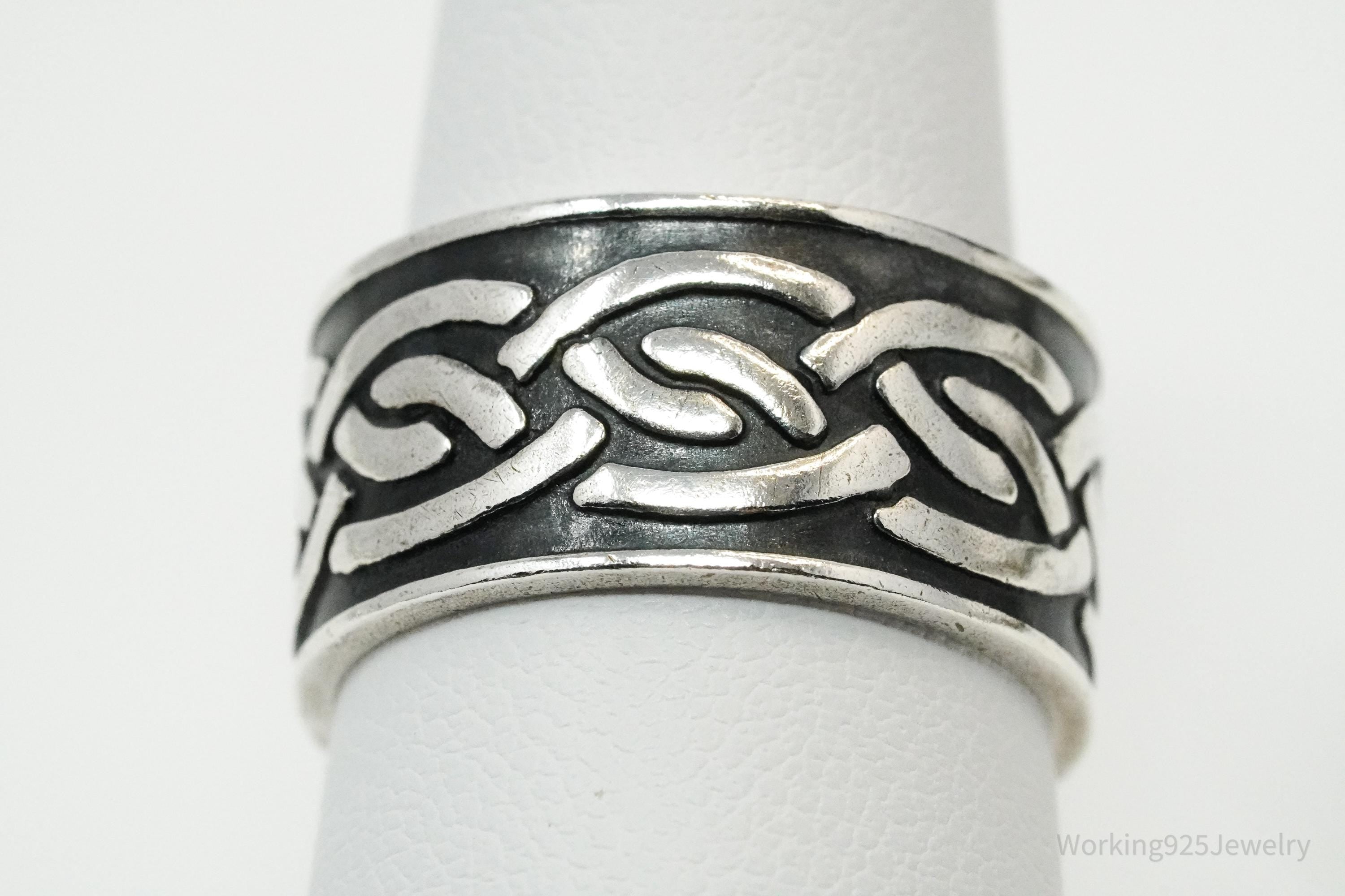 Vintage Celtic Knot Design Sterling Silver Band Ring - Size 7.5
