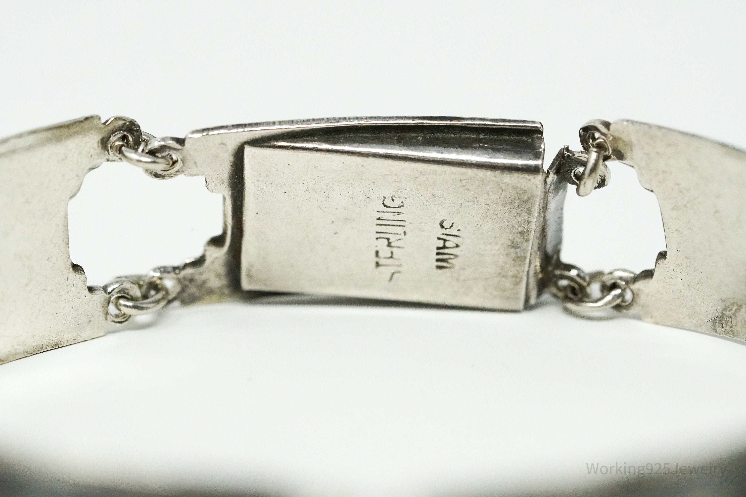 Vintage SIAM Enamel Lightening Dancers Sterling Silver Bracelet 7.25"