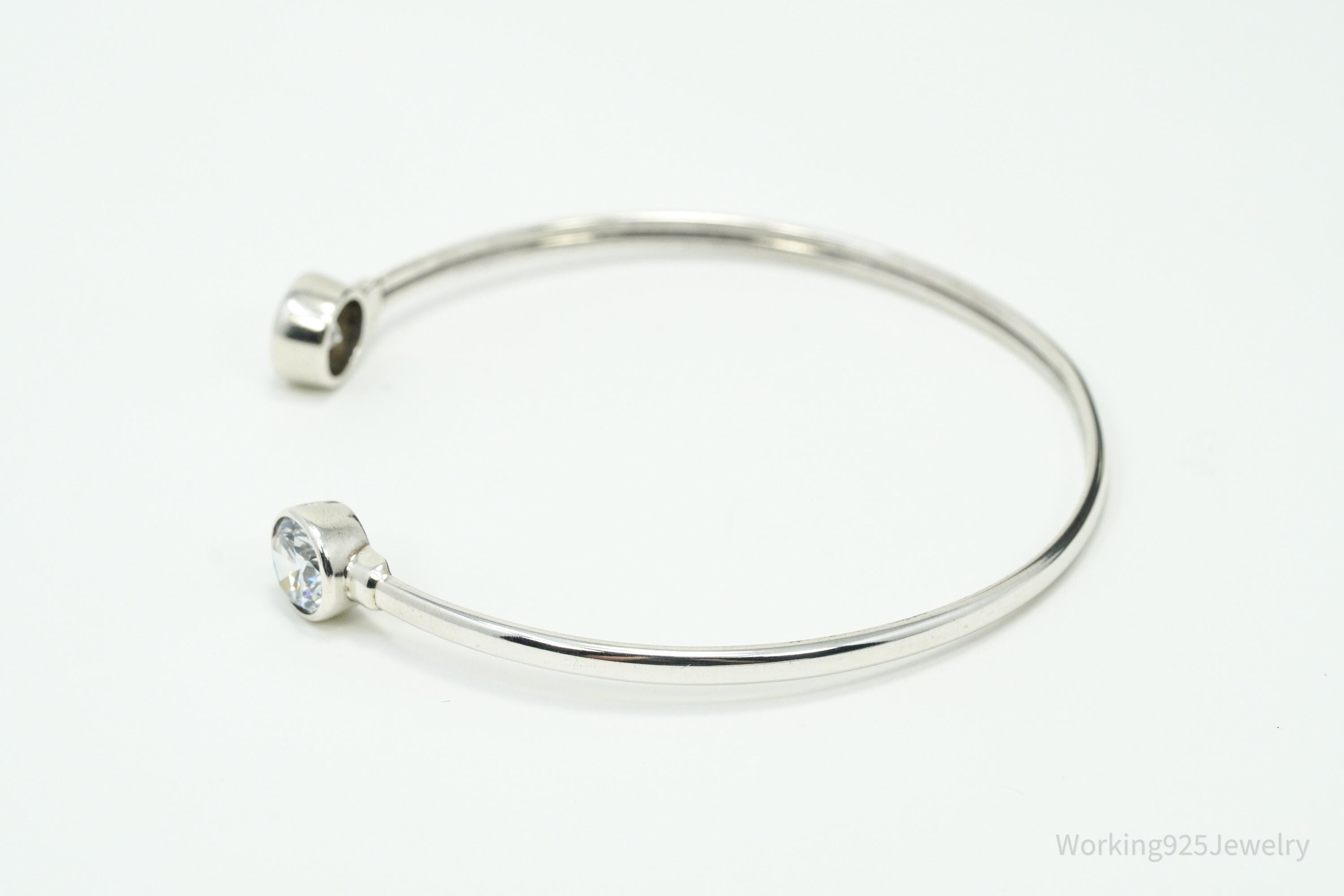 Designer Silpada Cubic Zirconia Flexible Sterling Silver Cuff Bracelet 8"