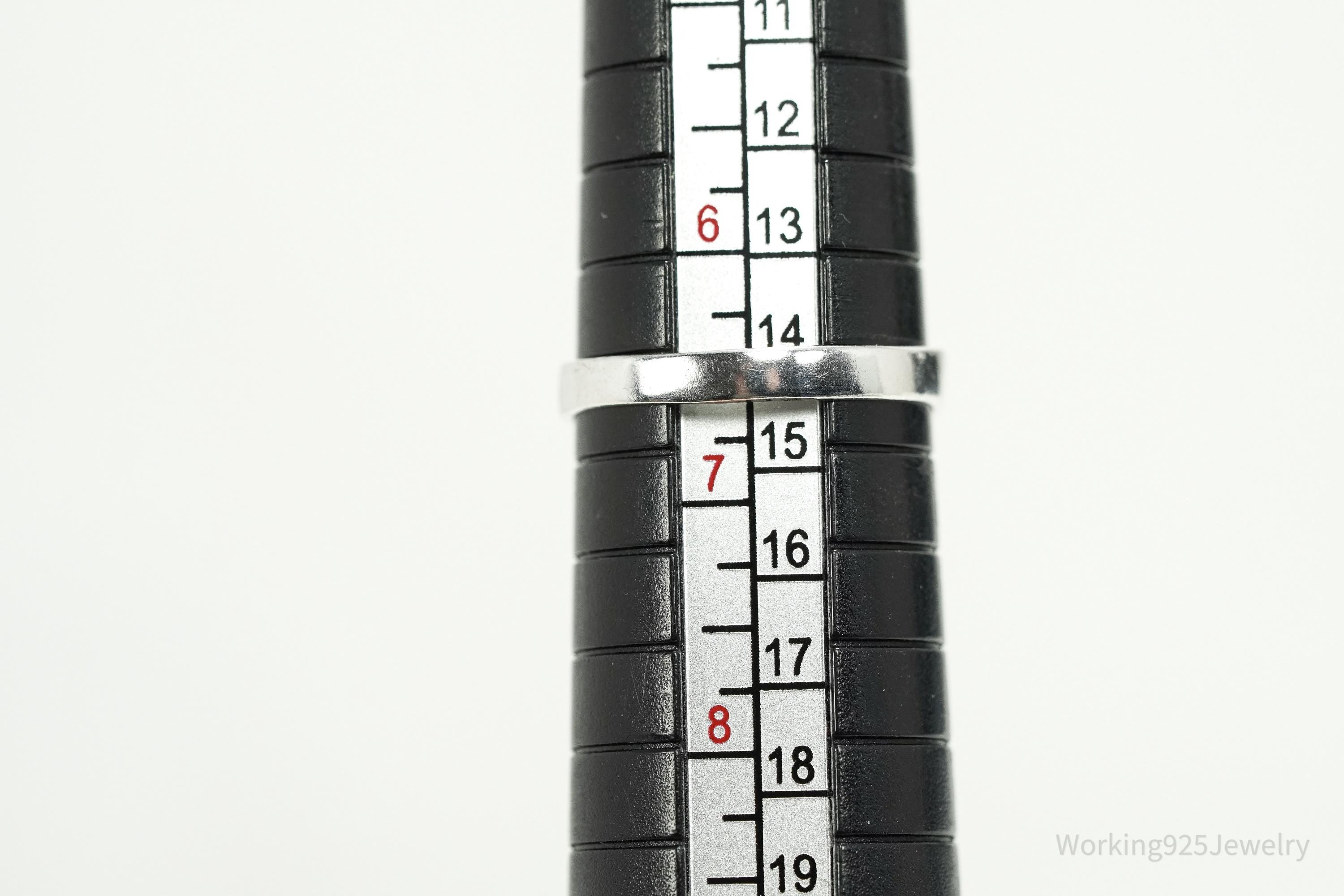 Vintage Blue Opal Inlay 950 Silver Ring - Size 6.5