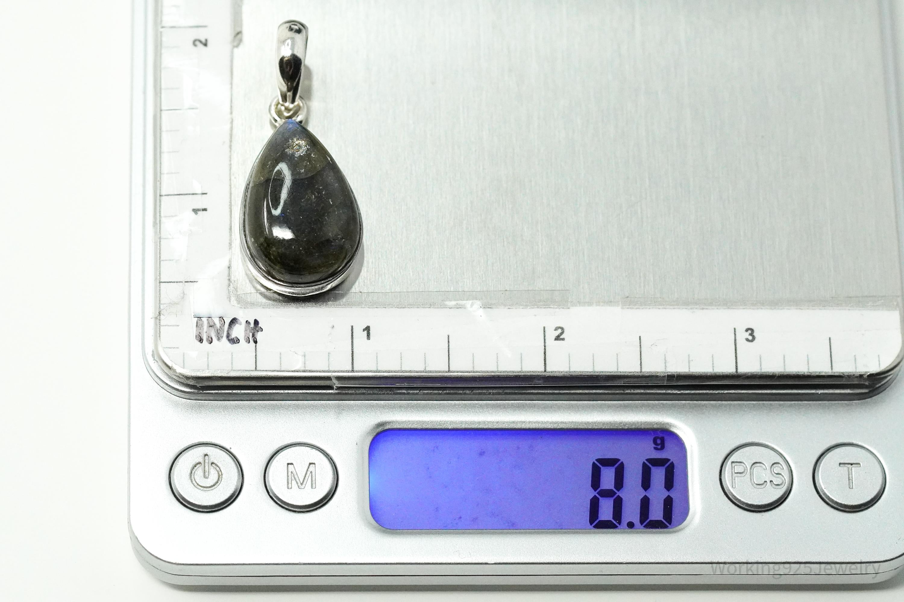 Vintage Labradorite Sterling Silver Necklace Pendant