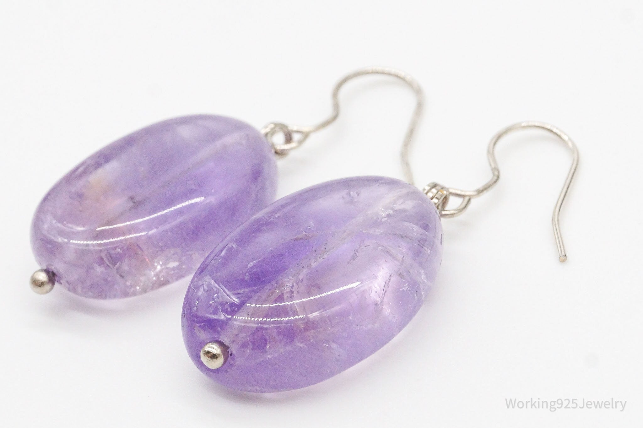 Vintage Amethyst Dangle Silver Earrings