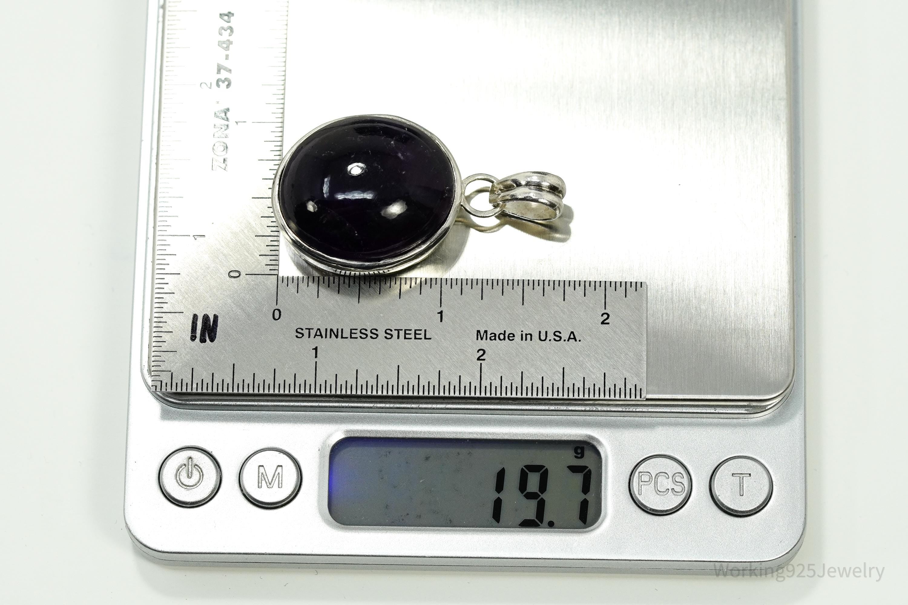 Vintage Large Amethyst Sterling Silver Pendant