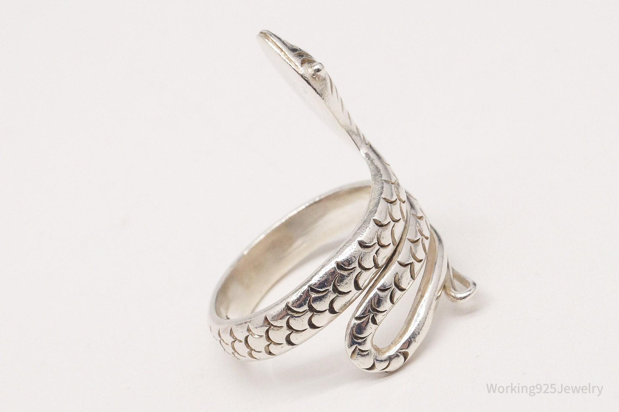 Vintage Designer BA Suarti Sterling Silver Snake Ring - Size 7