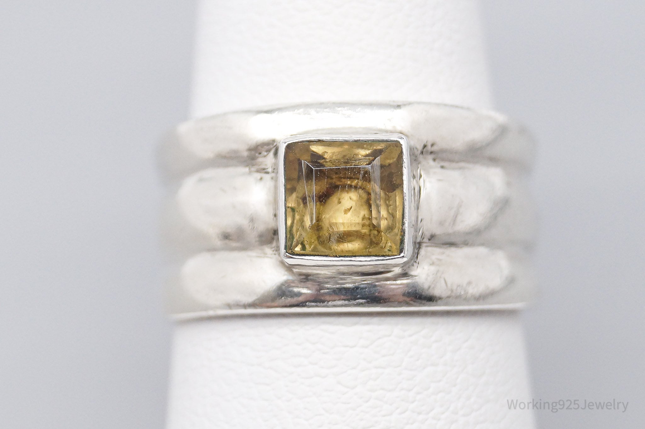 Vintage Citrine Sterling Silver Band Ring - Size 6.75