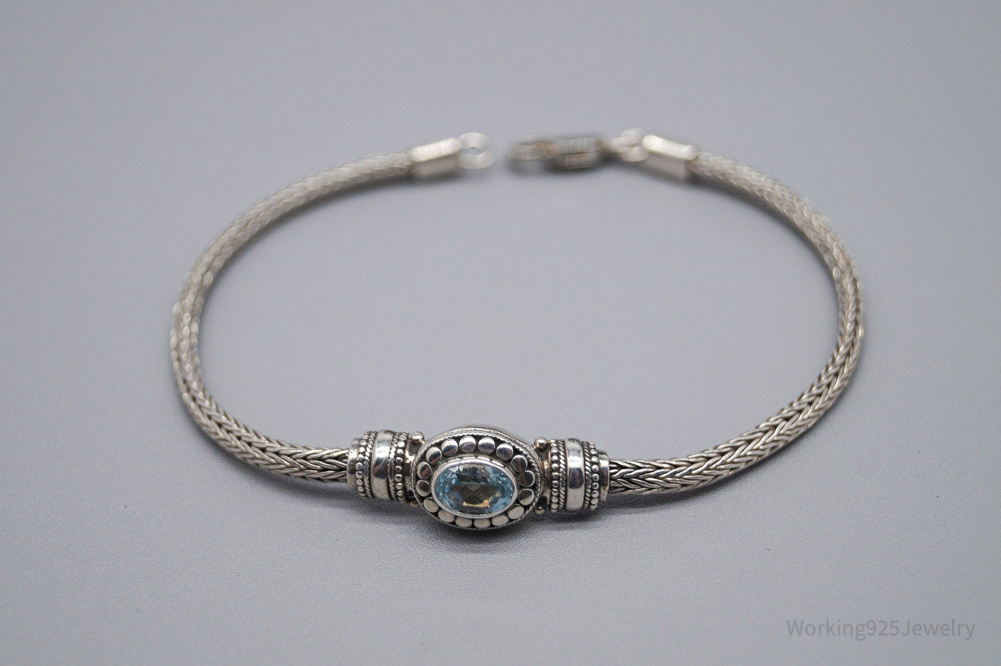 Vintage Blue Topaz Sterling Silver Bracelet 7.5"