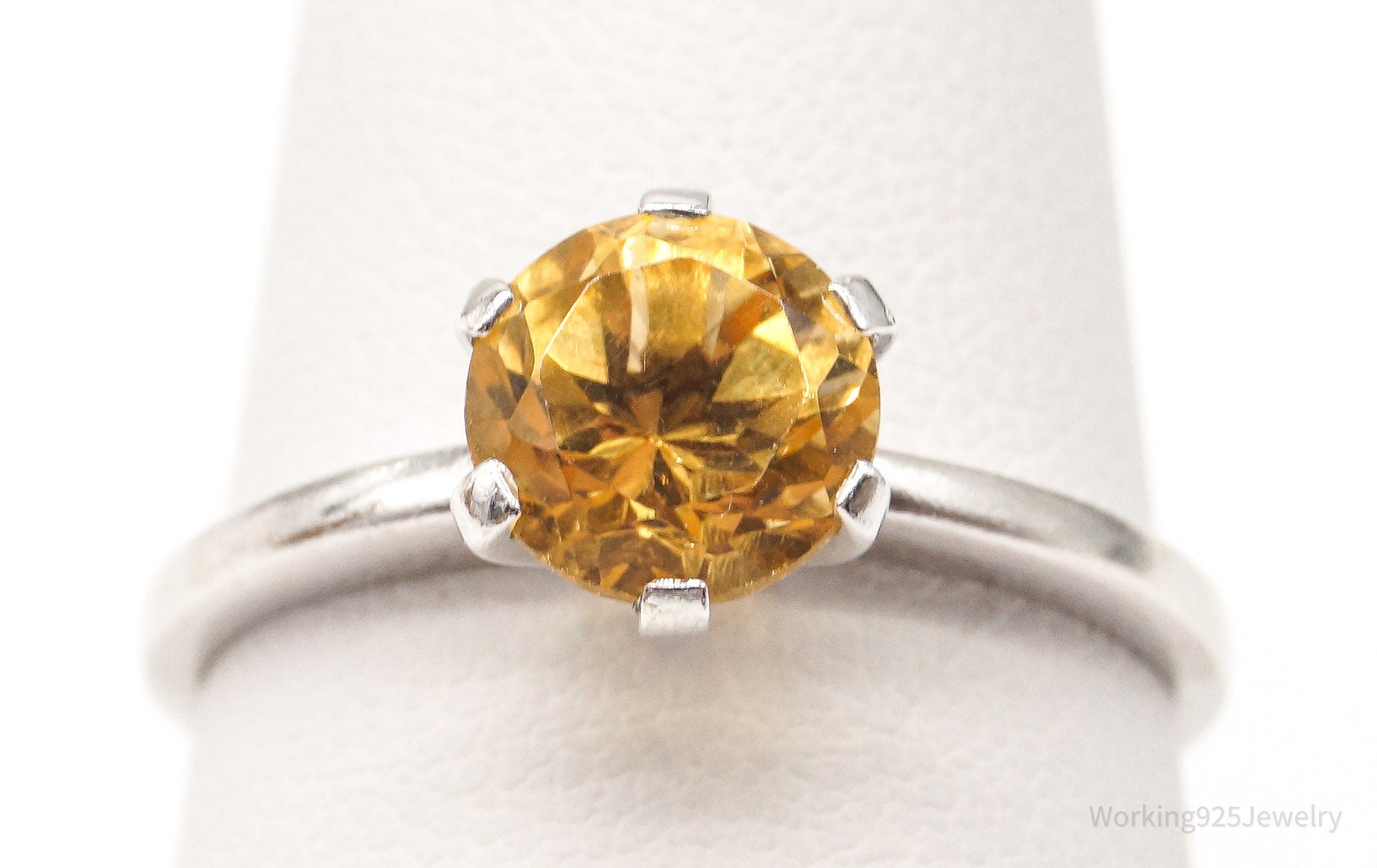 Vintage Citrine Sterling Silver Ring - Size 7.75