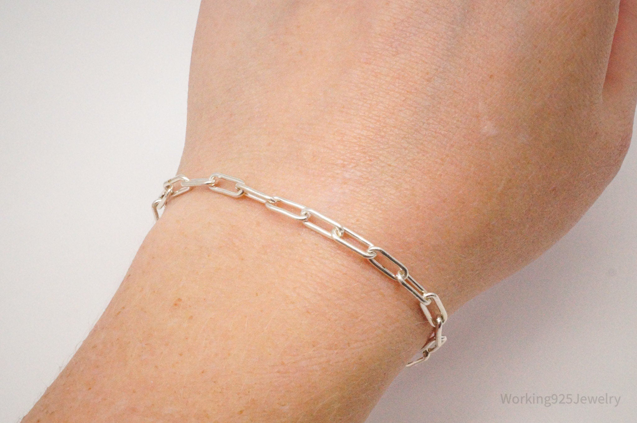 Vintage Dutch 835 Silver Long Paper Clip Link Chain Bracelet