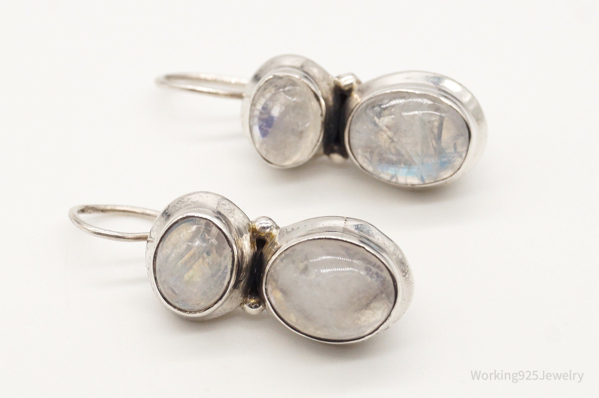 Vintage Moonstone Bali Style Sterling Silver Earrings