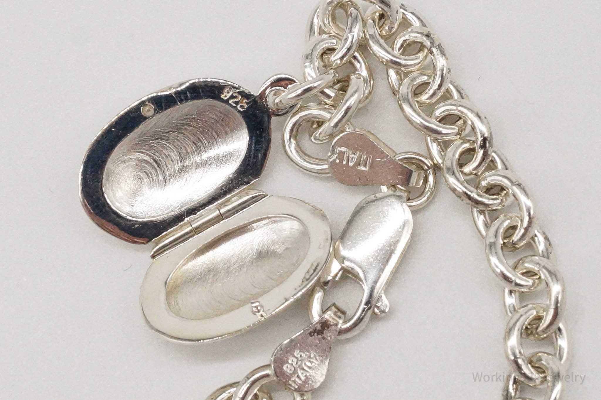 Vintage Oval Locket "L" initial Sterling Silver Bracelet