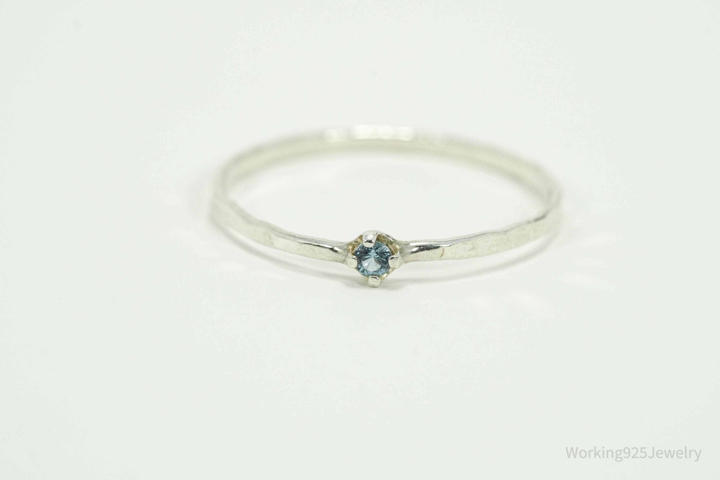 Vintage Blue Topaz Silver Ring - Size 7.25