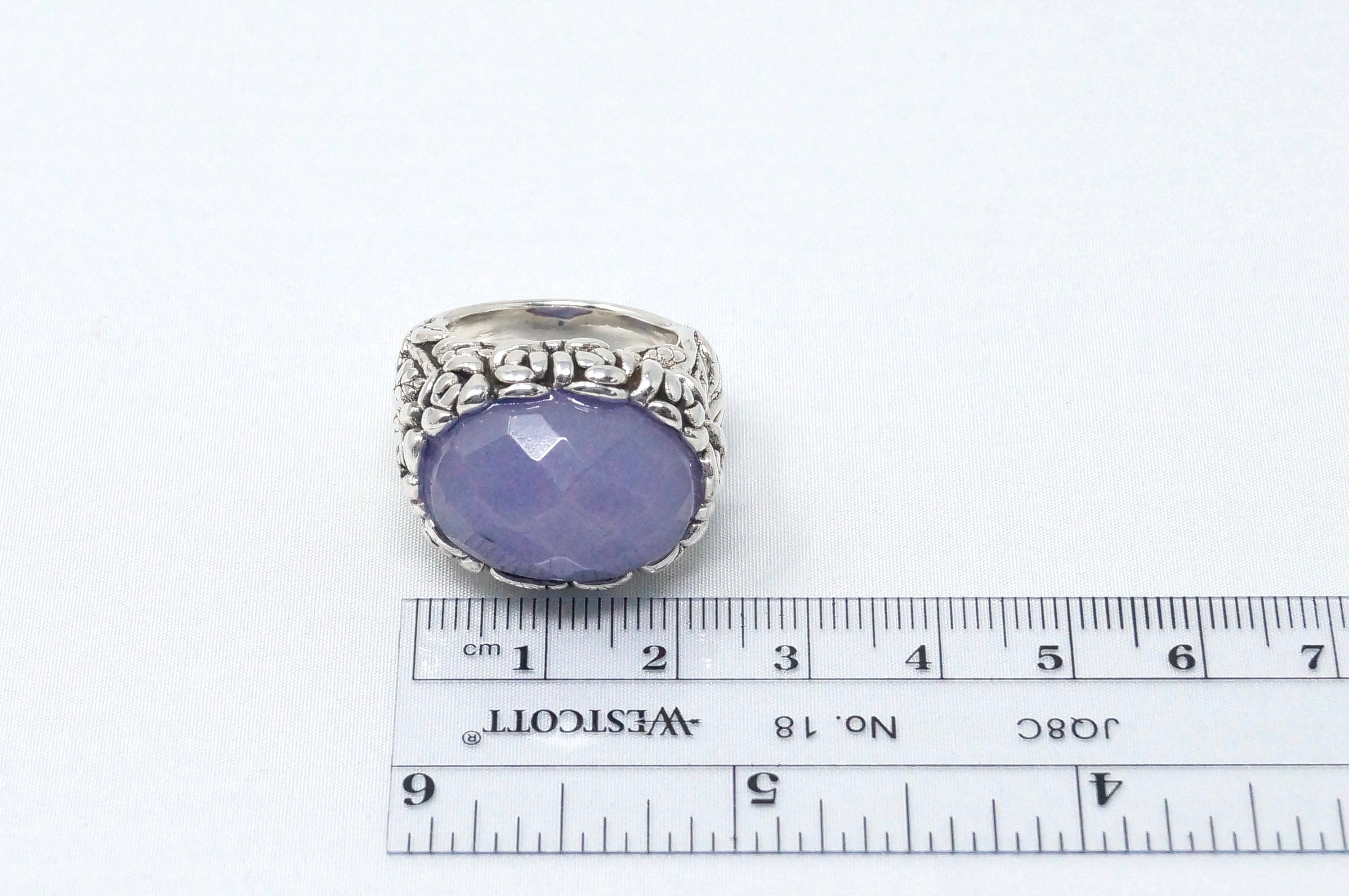 Vintage Large Purple Amethyst Statement Ring Sterling Silver Ring - Size 7.25