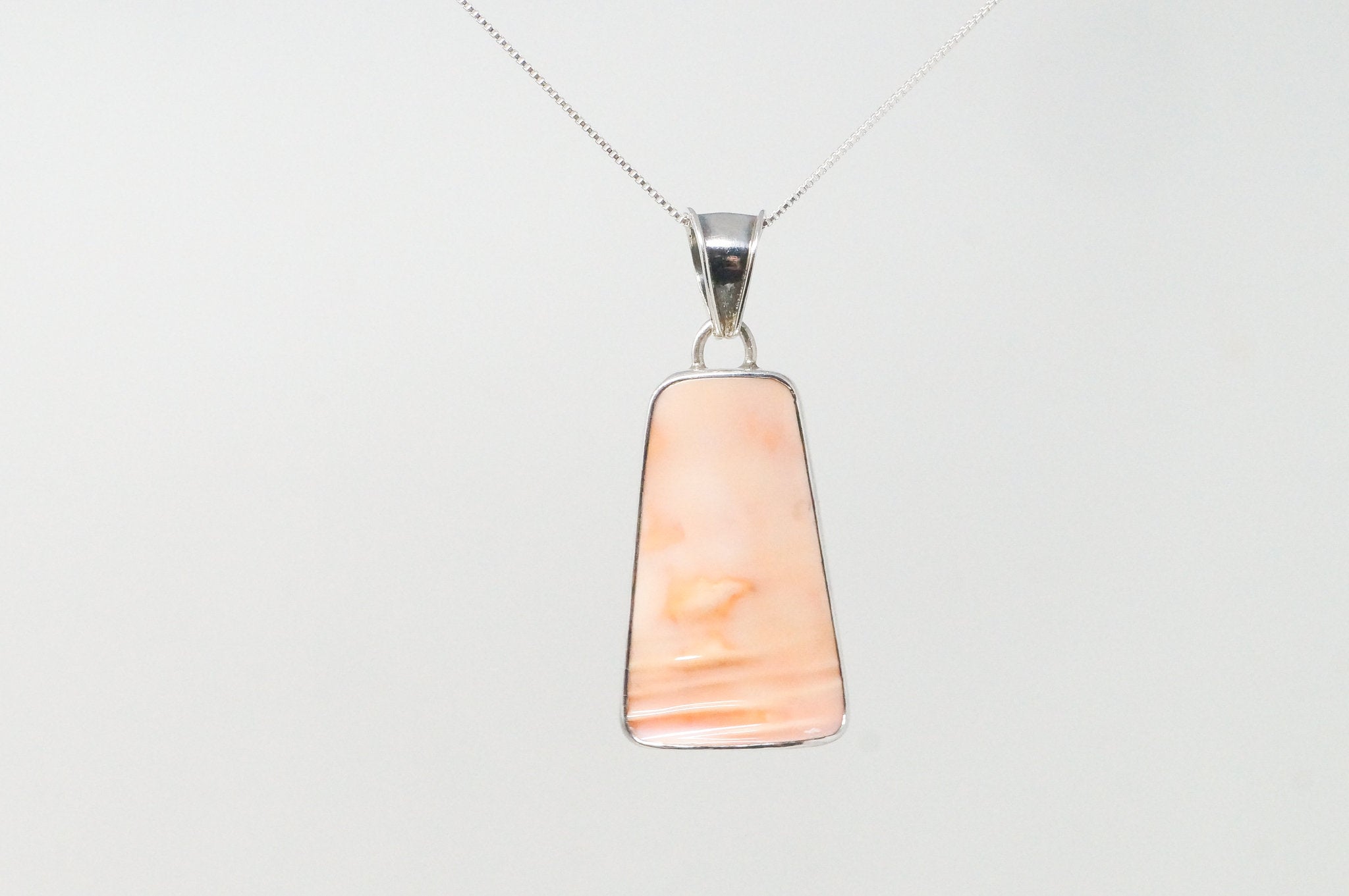 Vintage Peach Gemstone Sterling Silver Necklace Pendant