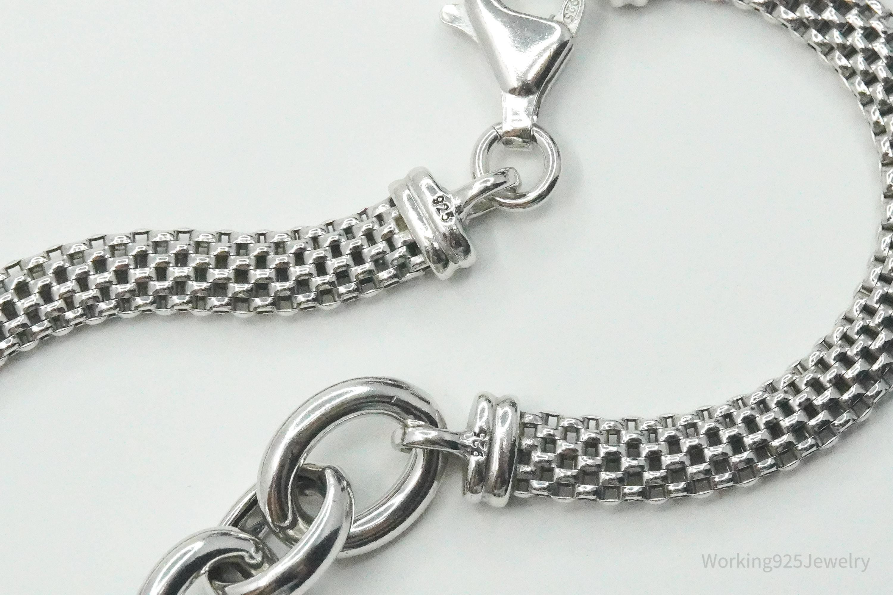 Vintage Italian Mesh Style Sterling Silver Bracelet 7.5"