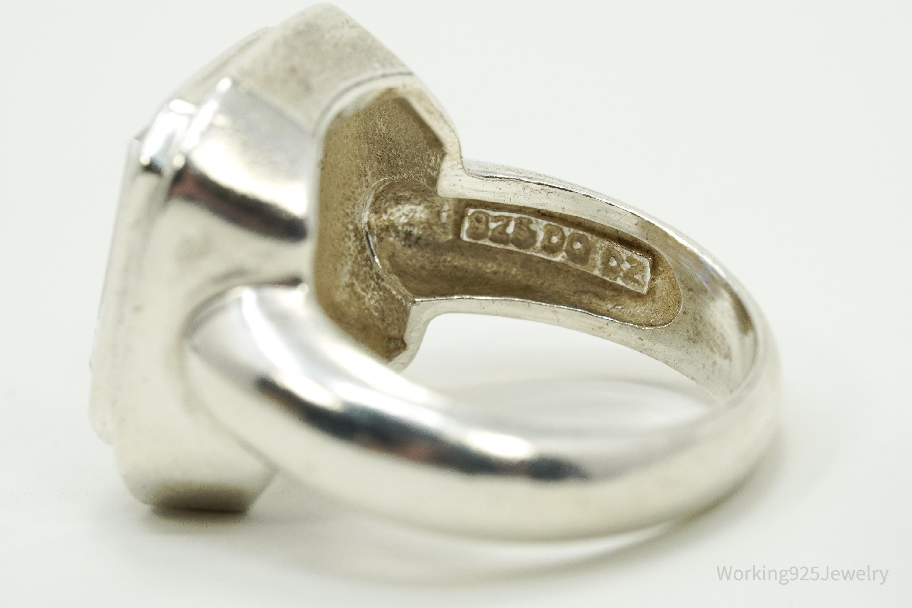 Vintage Large Diamonique DQCZ Sterling Silver Ring - Size 6