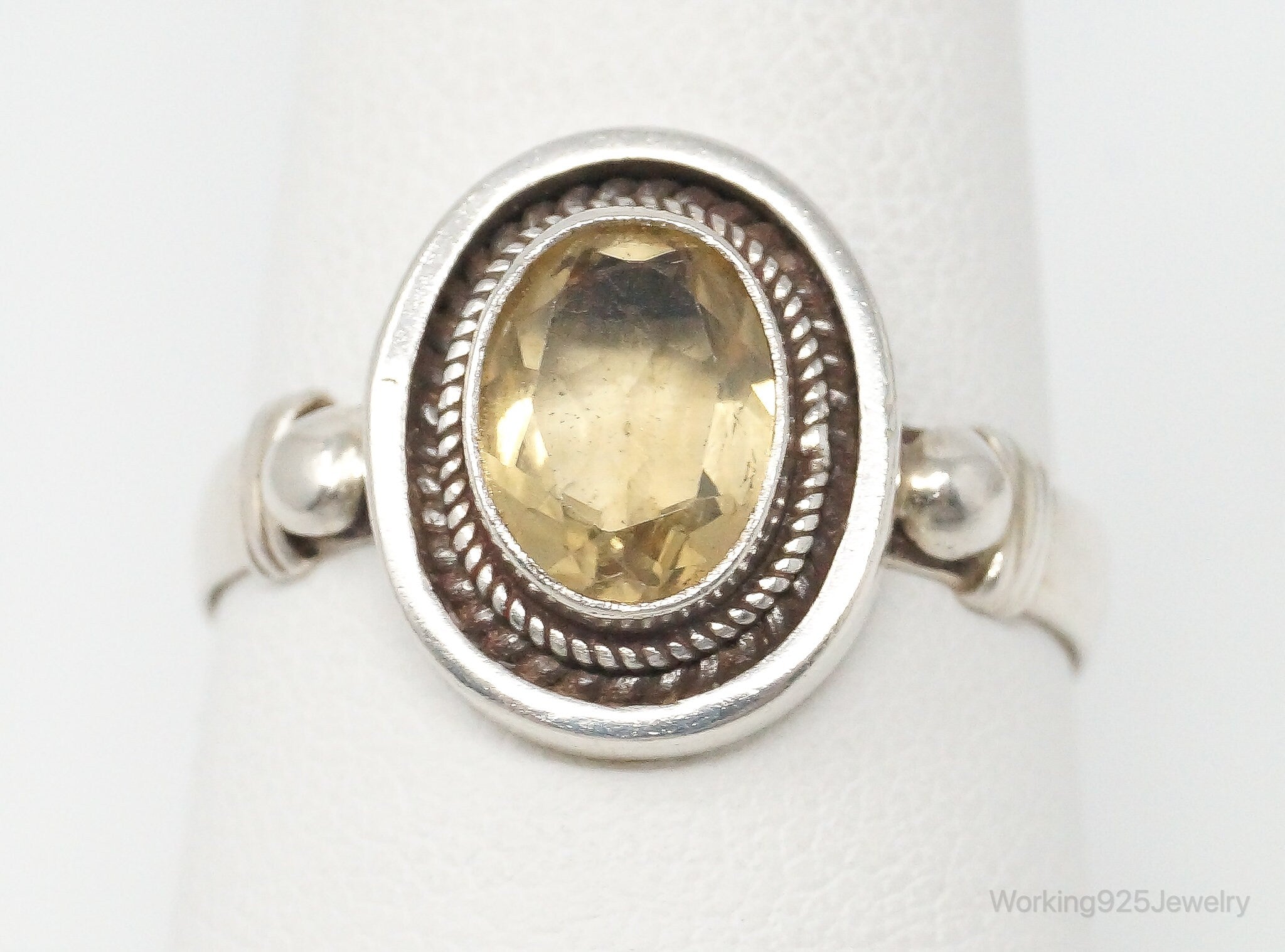 Vintage Citrine Sterling Silver Ring - Size 8.75