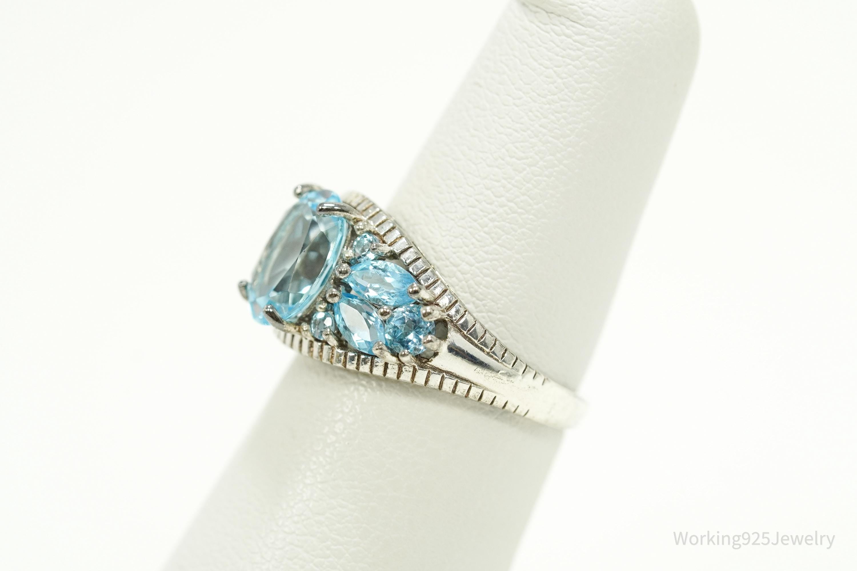 Vintage Blue Topaz Sterling Silver Ring - Size 5