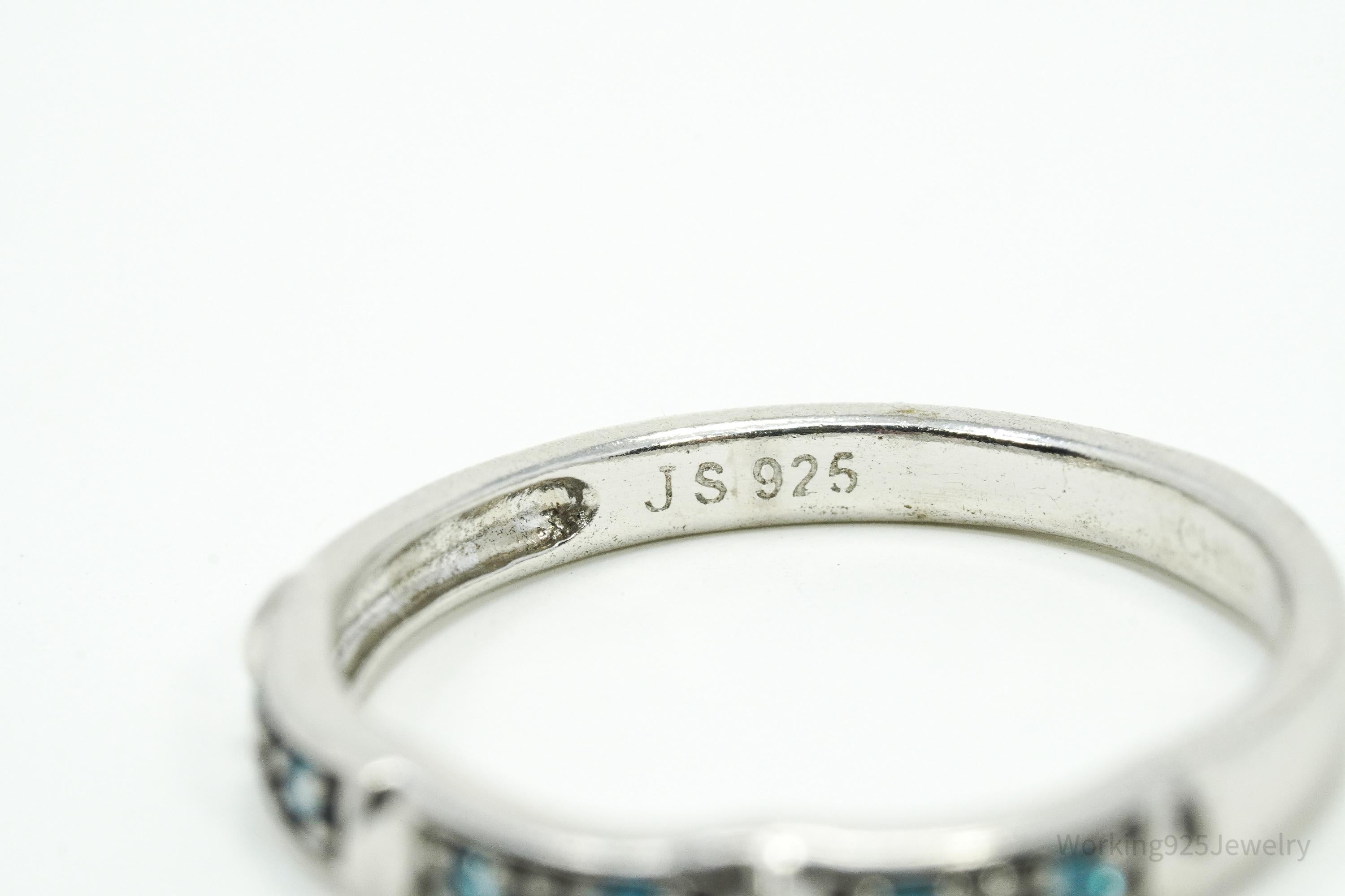 VTG Designer JS Blue Diamond Sterling Silver Ring - Size 6