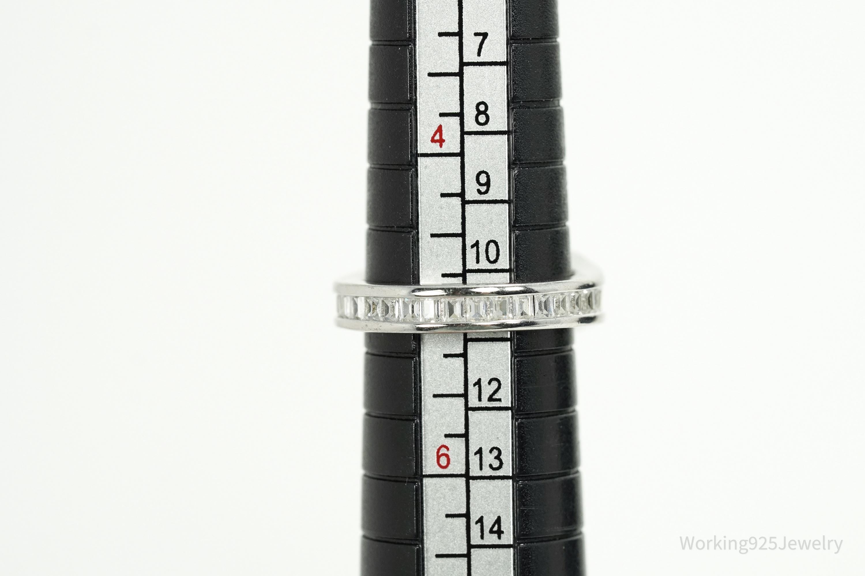 Vintage JCL Large Cubic Zirconia Sterling Silver Ring Size 5